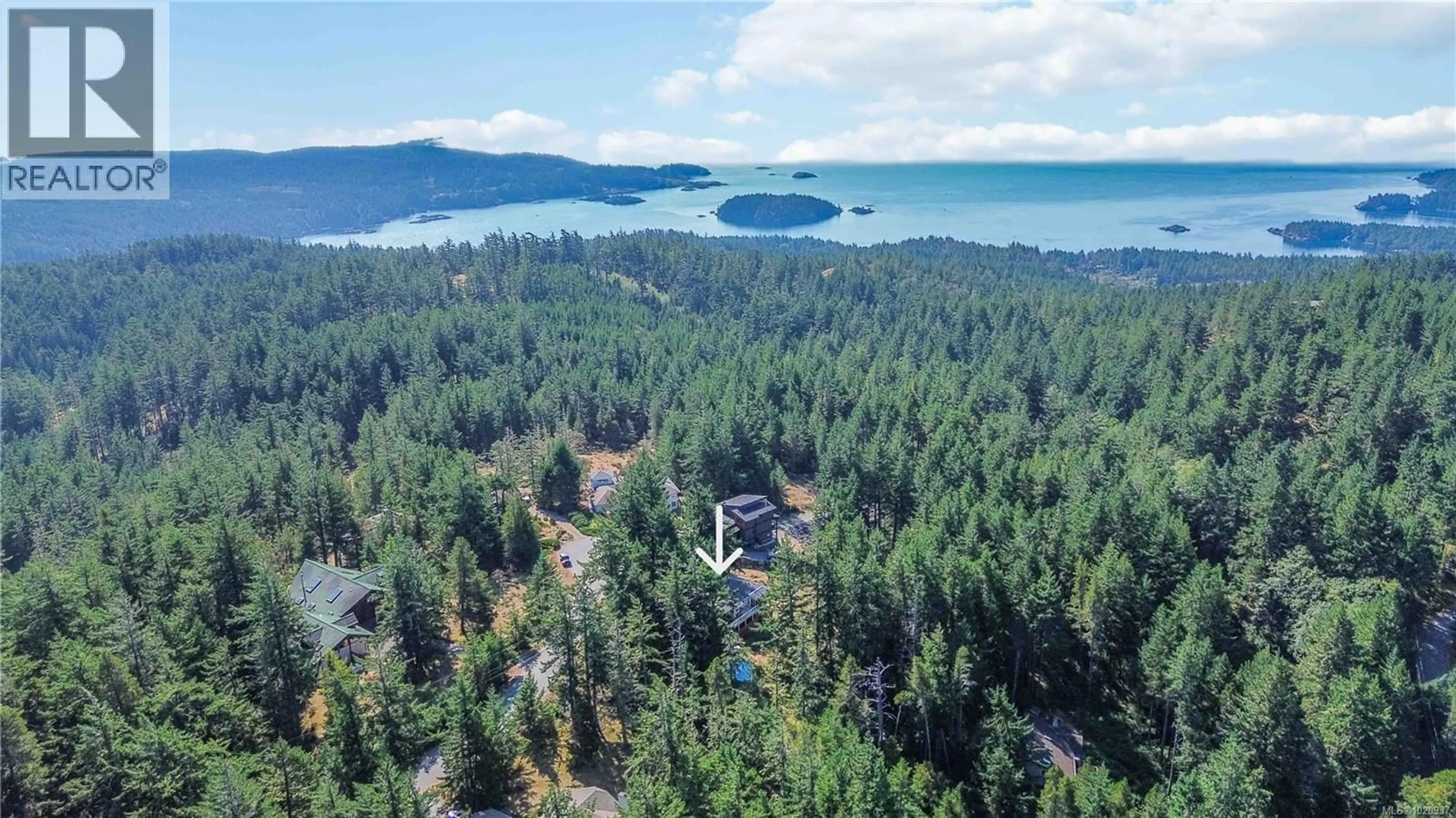 A pic from outside/outdoor area/front of a property/back of a property/a pic from drone, water/lake/river/ocean view for 646 CAINS WAY, Sooke British Columbia V9Z1C6