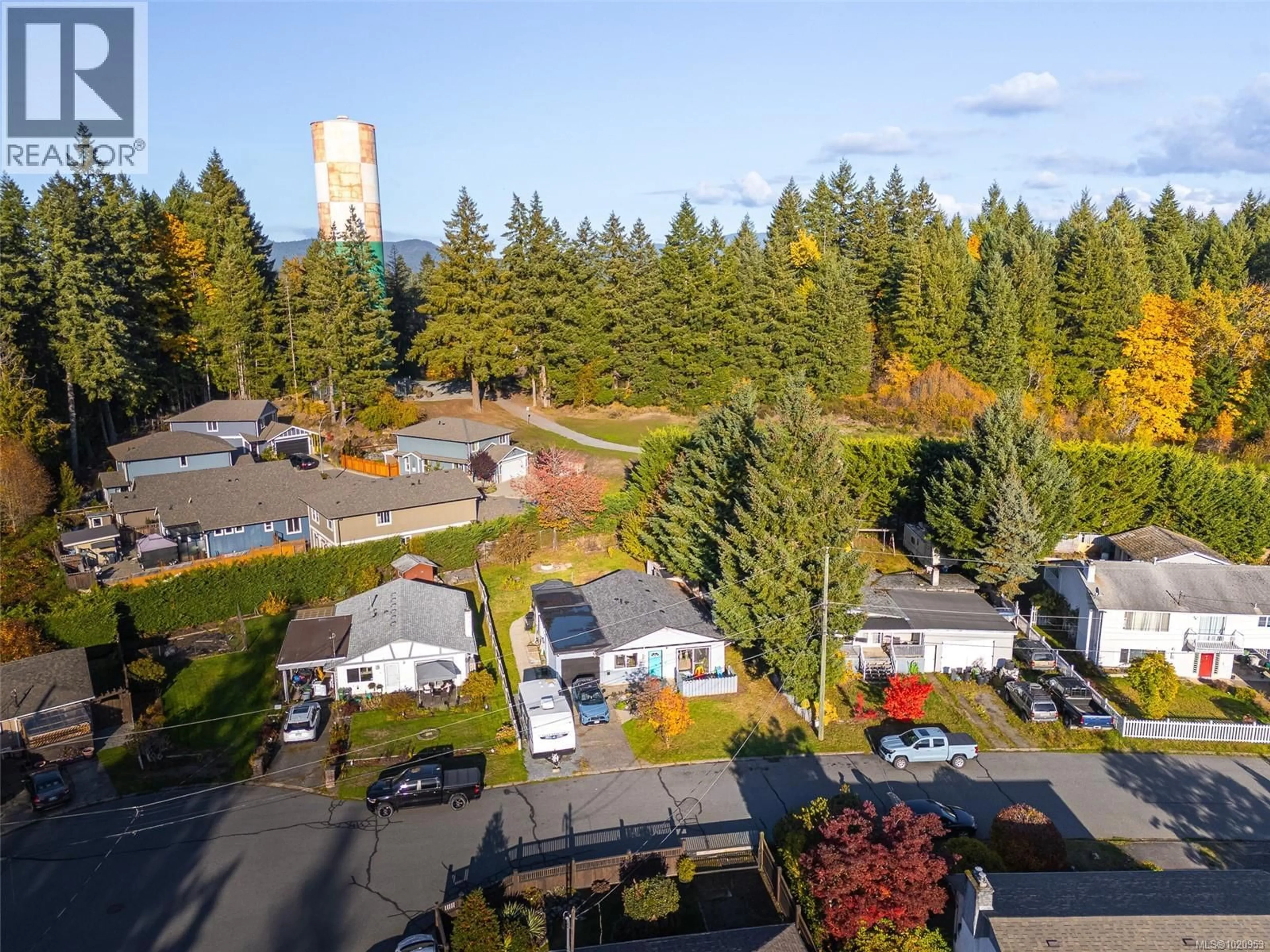 A pic from outside/outdoor area/front of a property/back of a property/a pic from drone, forest/trees view for 5849 CARMEL DRIVE, Duncan British Columbia V9L4G9