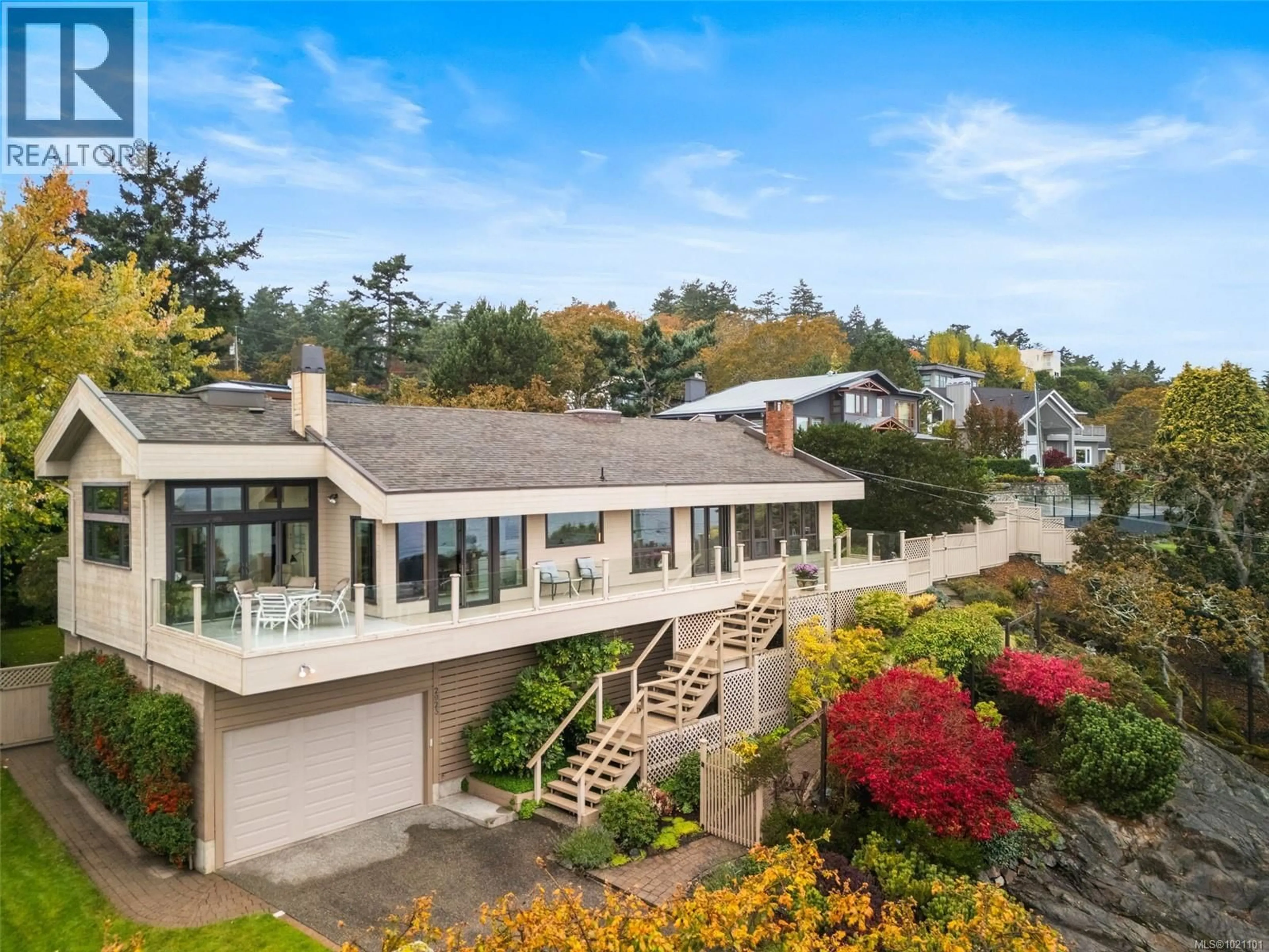 A pic from outside/outdoor area/front of a property/back of a property/a pic from drone, water/lake/river/ocean view for 2923 MT. BAKER VIEW ROAD, Saanich British Columbia V8N1Z6
