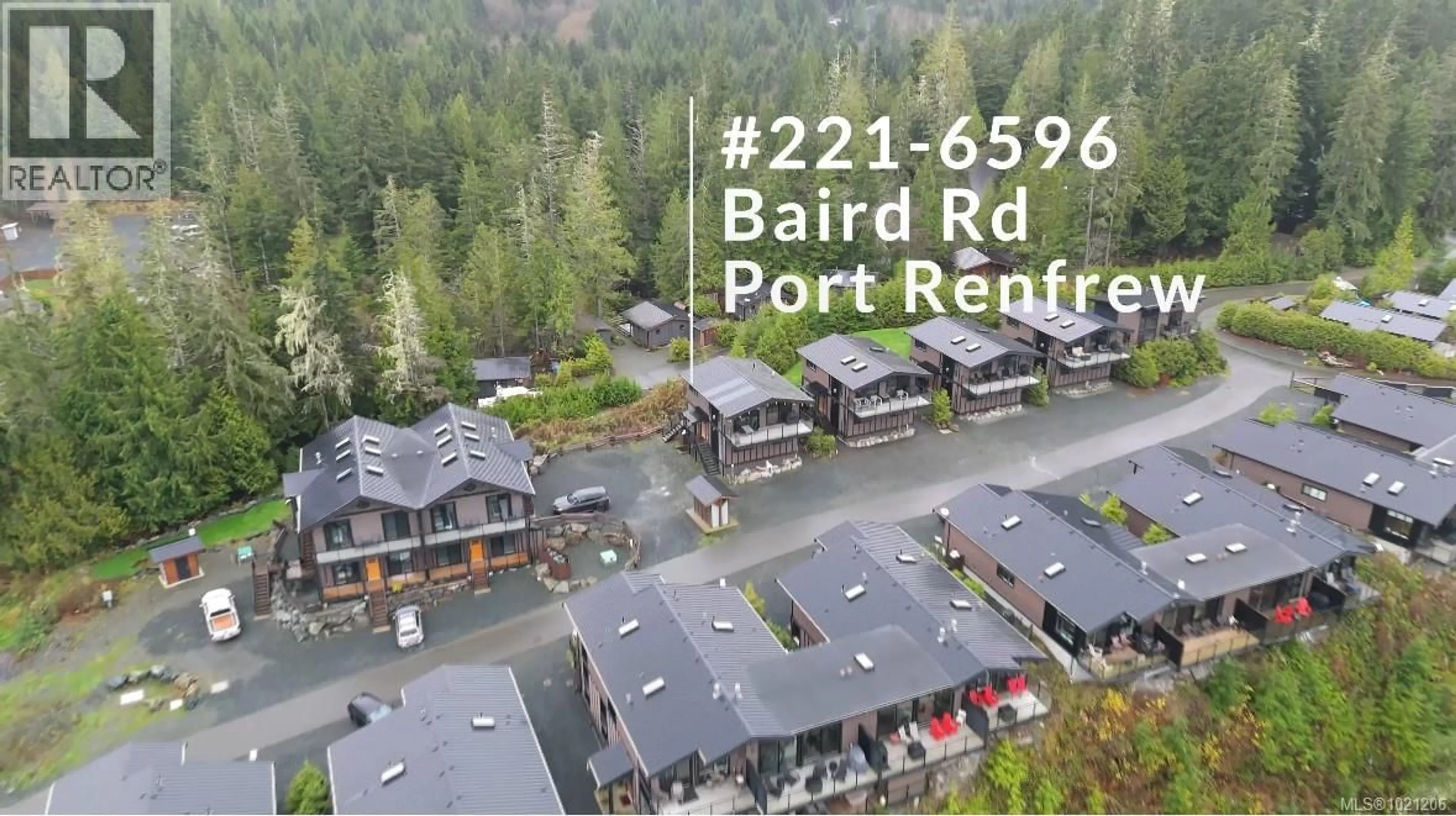 A pic from outside/outdoor area/front of a property/back of a property/a pic from drone, unknown for 221 - 6596 BAIRD ROAD, Port Renfrew British Columbia V0S1K0