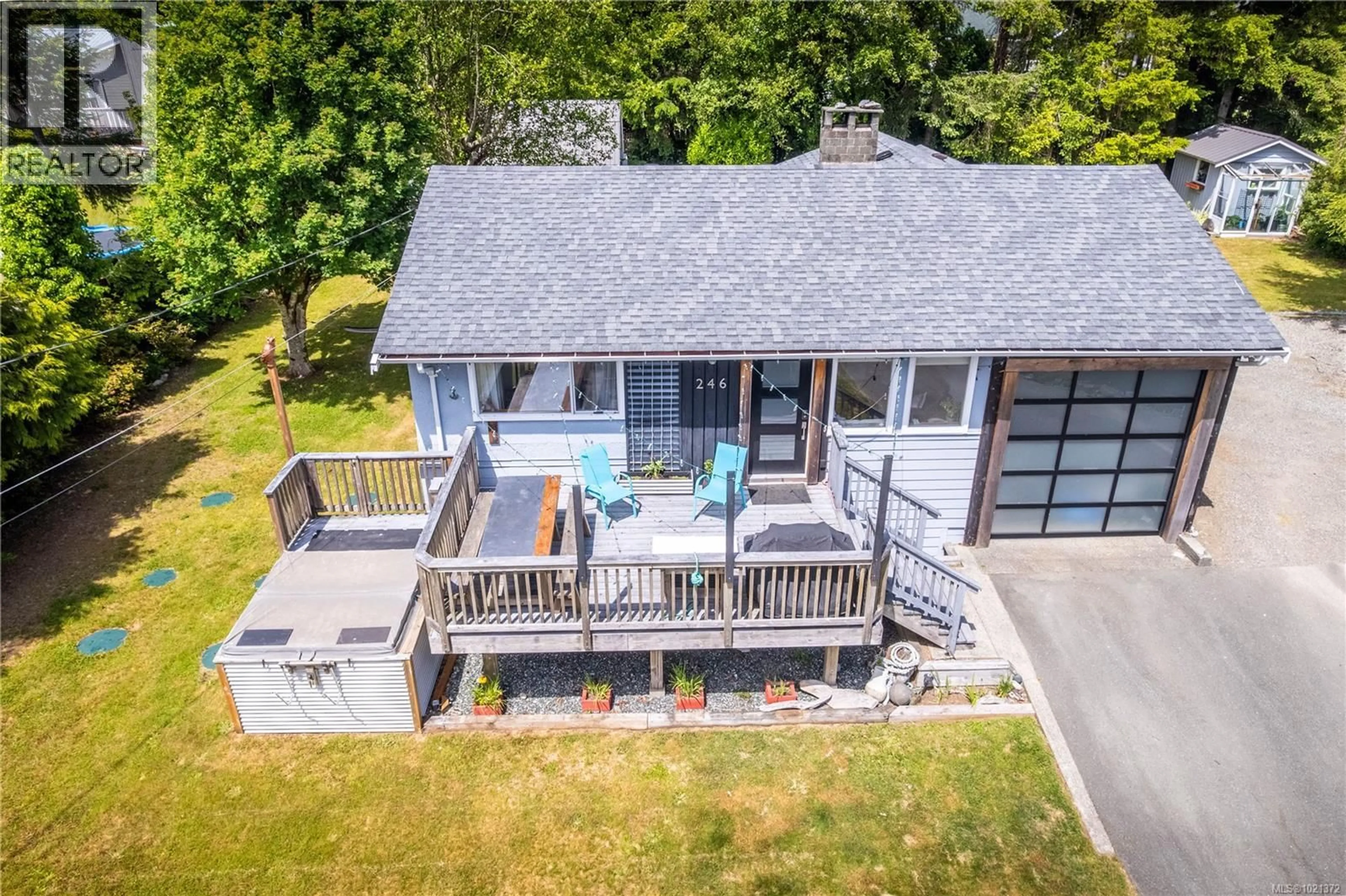 A pic from outside/outdoor area/front of a property/back of a property/a pic from drone, water/lake/river/ocean view for 246 LEE STREET, Ucluelet British Columbia V0R3A0