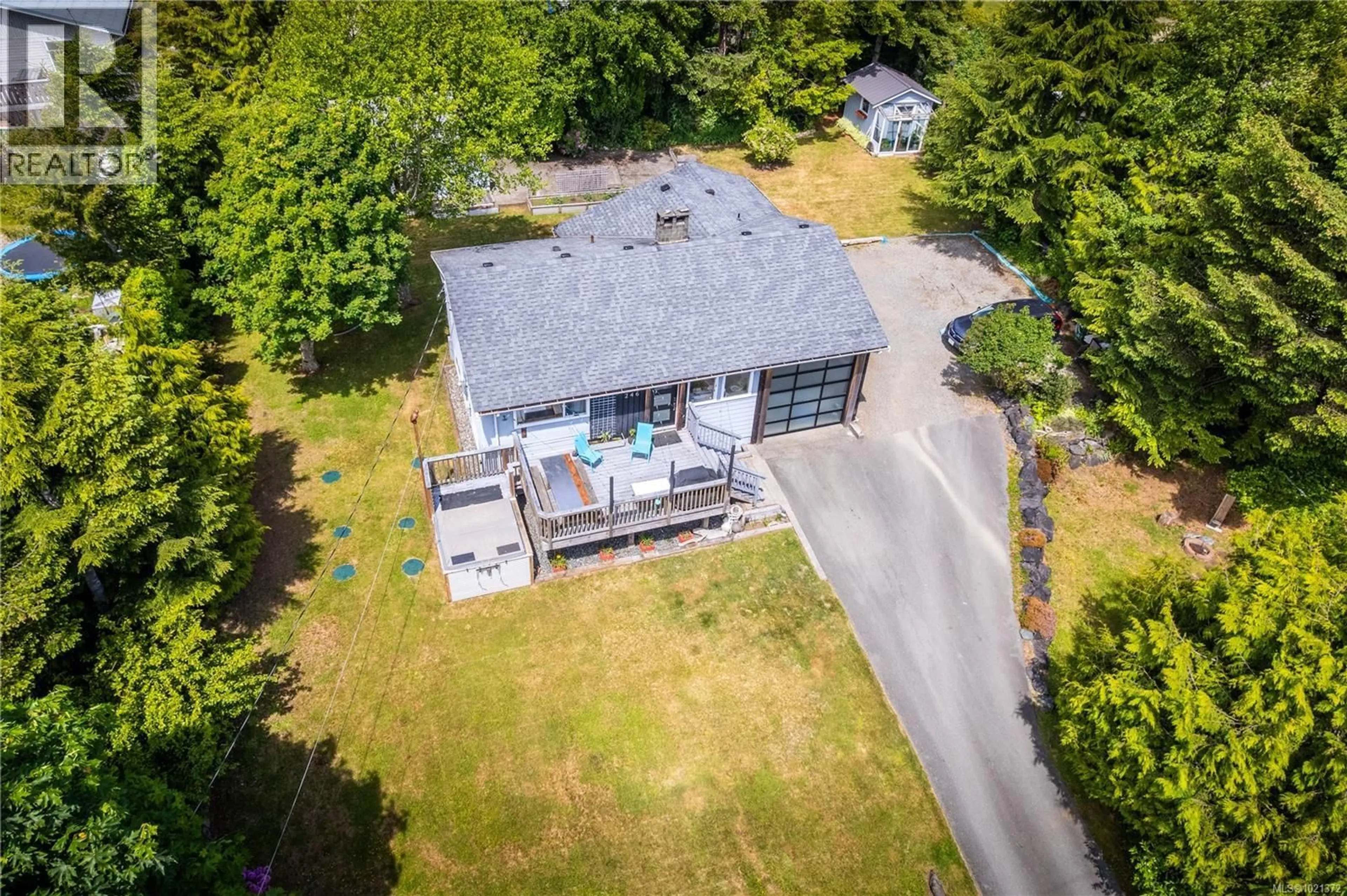 A pic from outside/outdoor area/front of a property/back of a property/a pic from drone, water/lake/river/ocean view for 246 LEE STREET, Ucluelet British Columbia V0R3A0