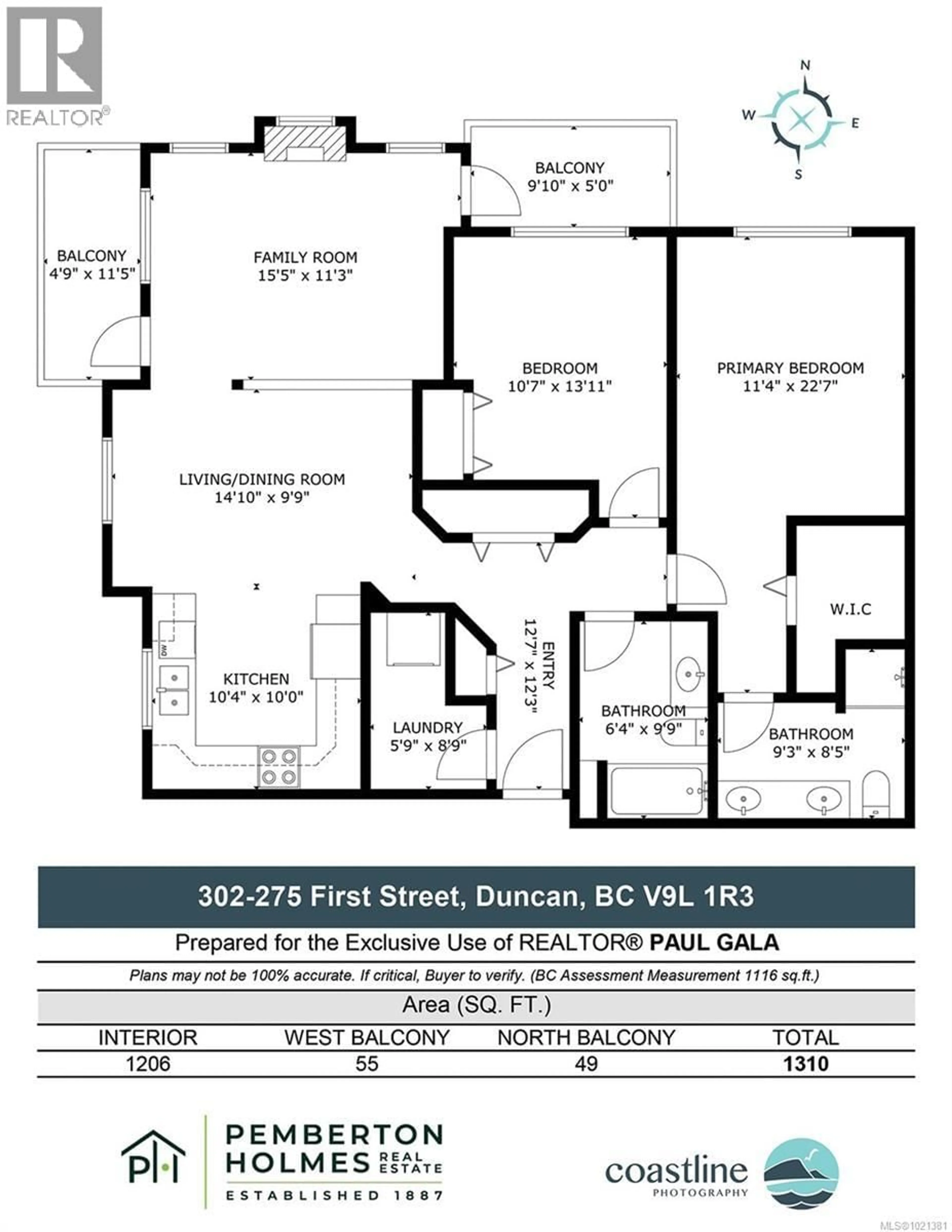 Floor plan for 302 - 275 FIRST STREET, Duncan British Columbia V9L1R3