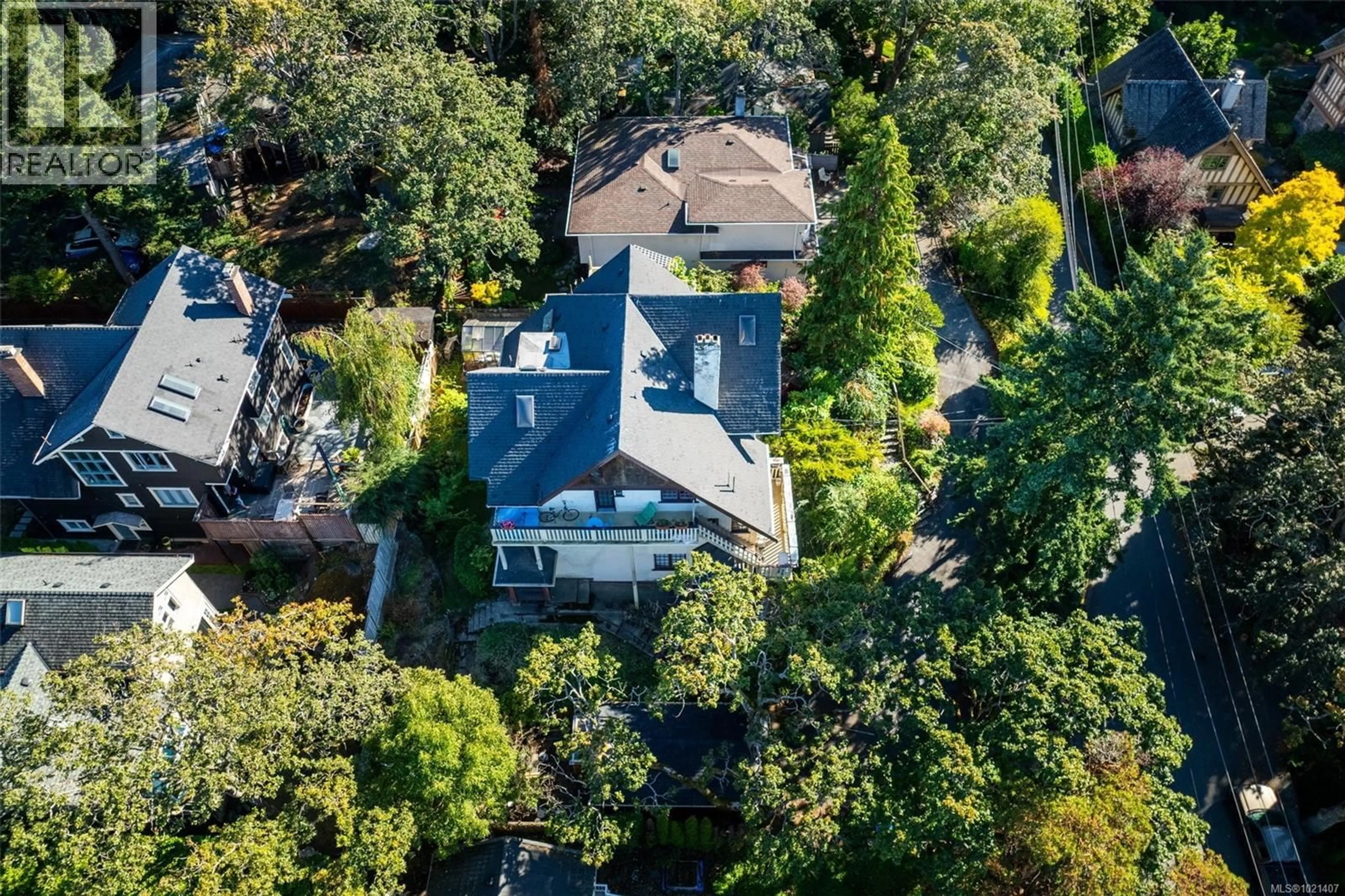 A pic from outside/outdoor area/front of a property/back of a property/a pic from drone, street for 1043/1045 BELMONT AVENUE, Victoria British Columbia V8S3T4