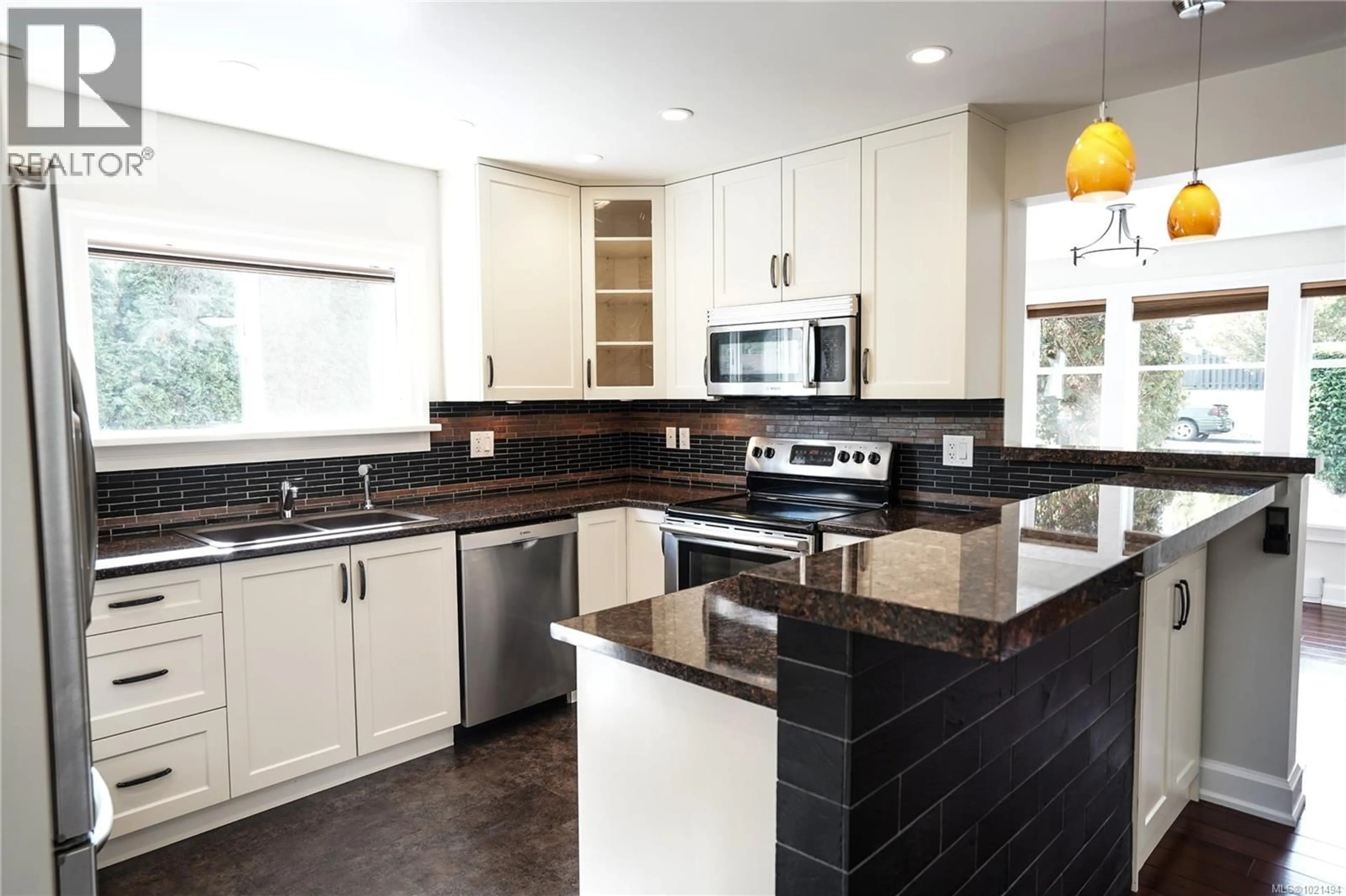 Contemporary kitchen, ceramic/tile floor for 2617 DONCASTER DRIVE, Victoria British Columbia V8R2W5