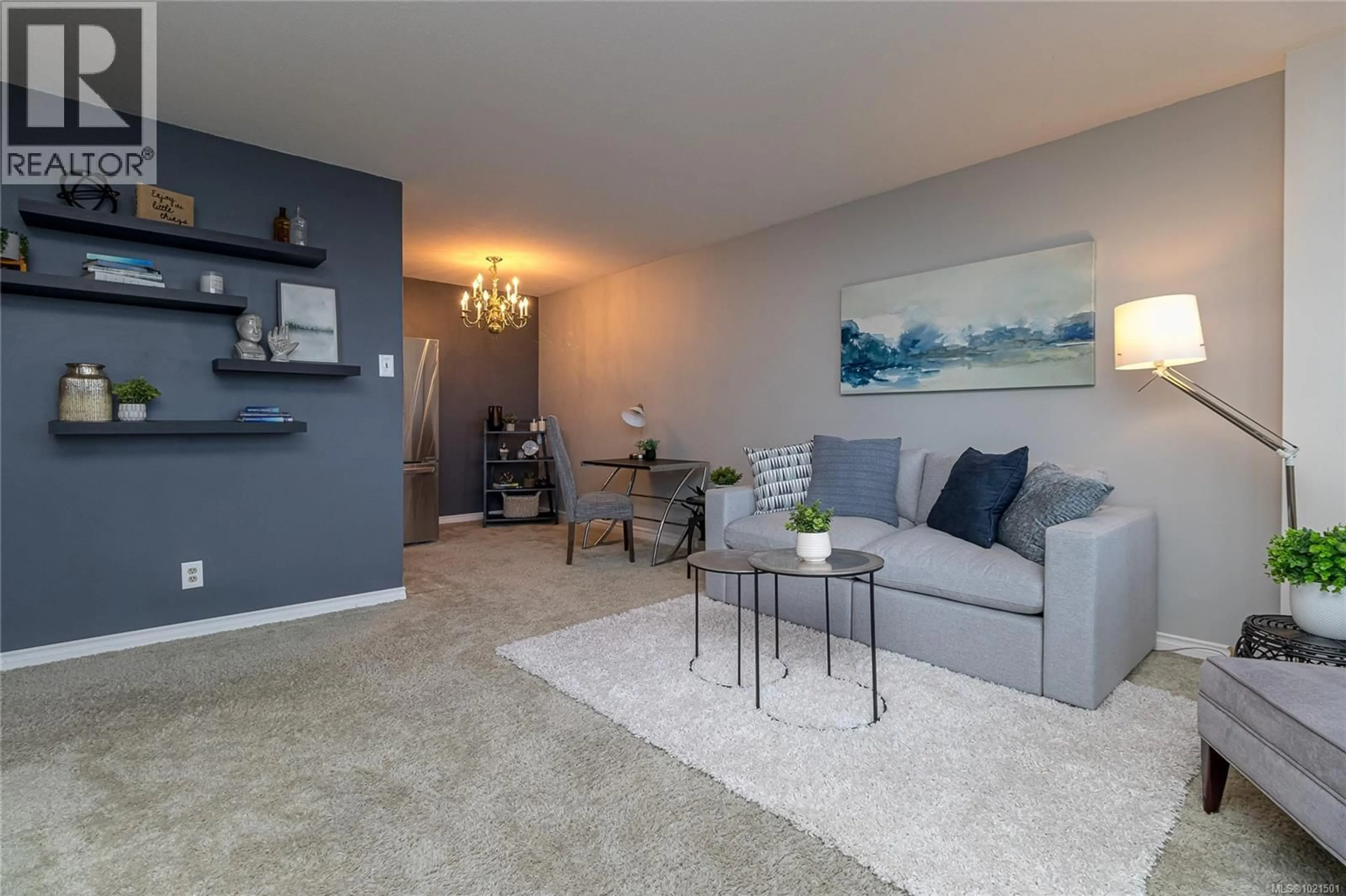 Living room with furniture, carpet floor for 1603 - 647 MICHIGAN STREET, Victoria British Columbia V8V1S9