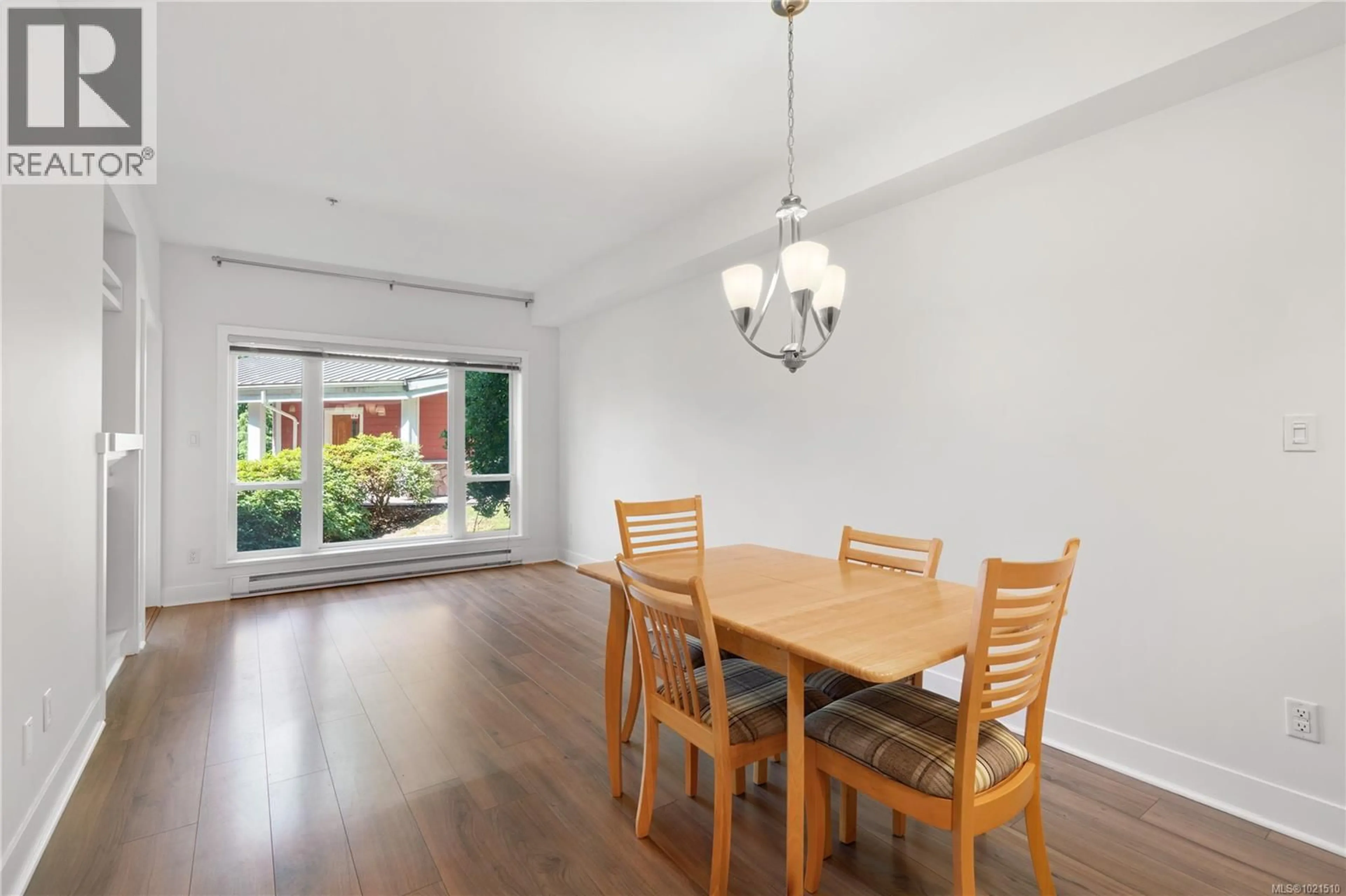 Dining room, wood/laminate floor for 110 - 866 BROCK AVENUE, Langford British Columbia V9B0H2