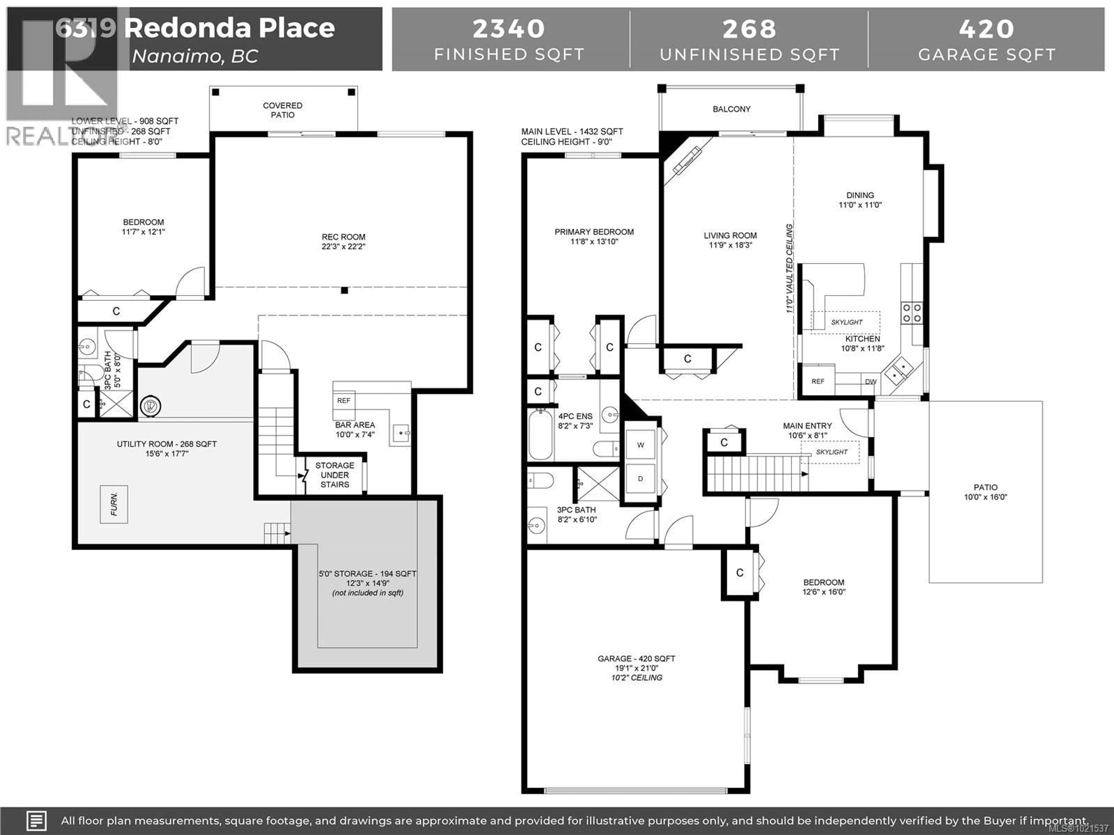 Floor plan for 6319 REDONDA PLACE, Nanaimo British Columbia V9V1S8