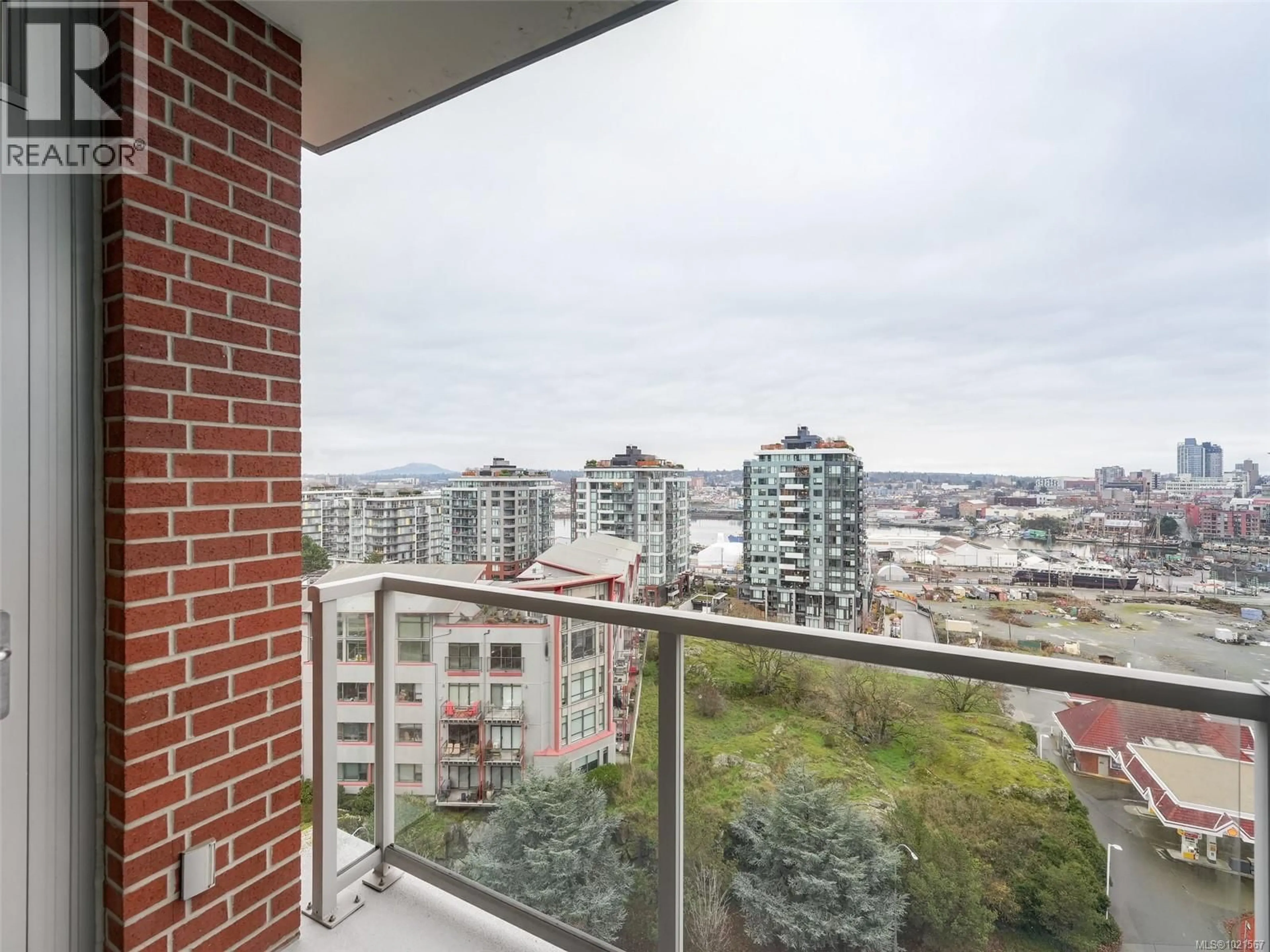 Balcony in the apartment, city buildings view from balcony for 1007 - 83 SAGHALIE ROAD, Victoria British Columbia V9A0E7