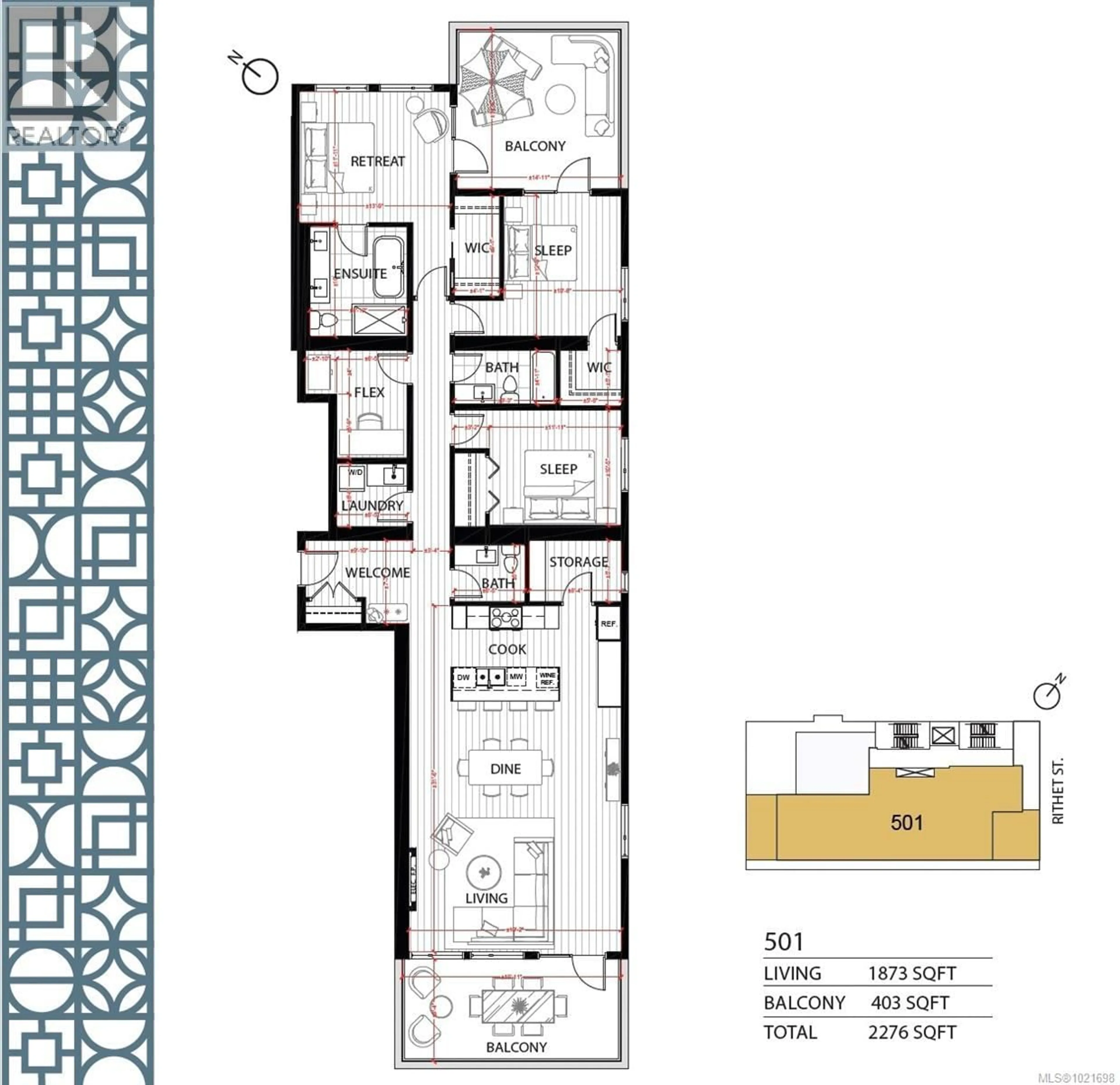 Floor plan for 501 - 511 RITHET STREET, Victoria British Columbia V8V1E4