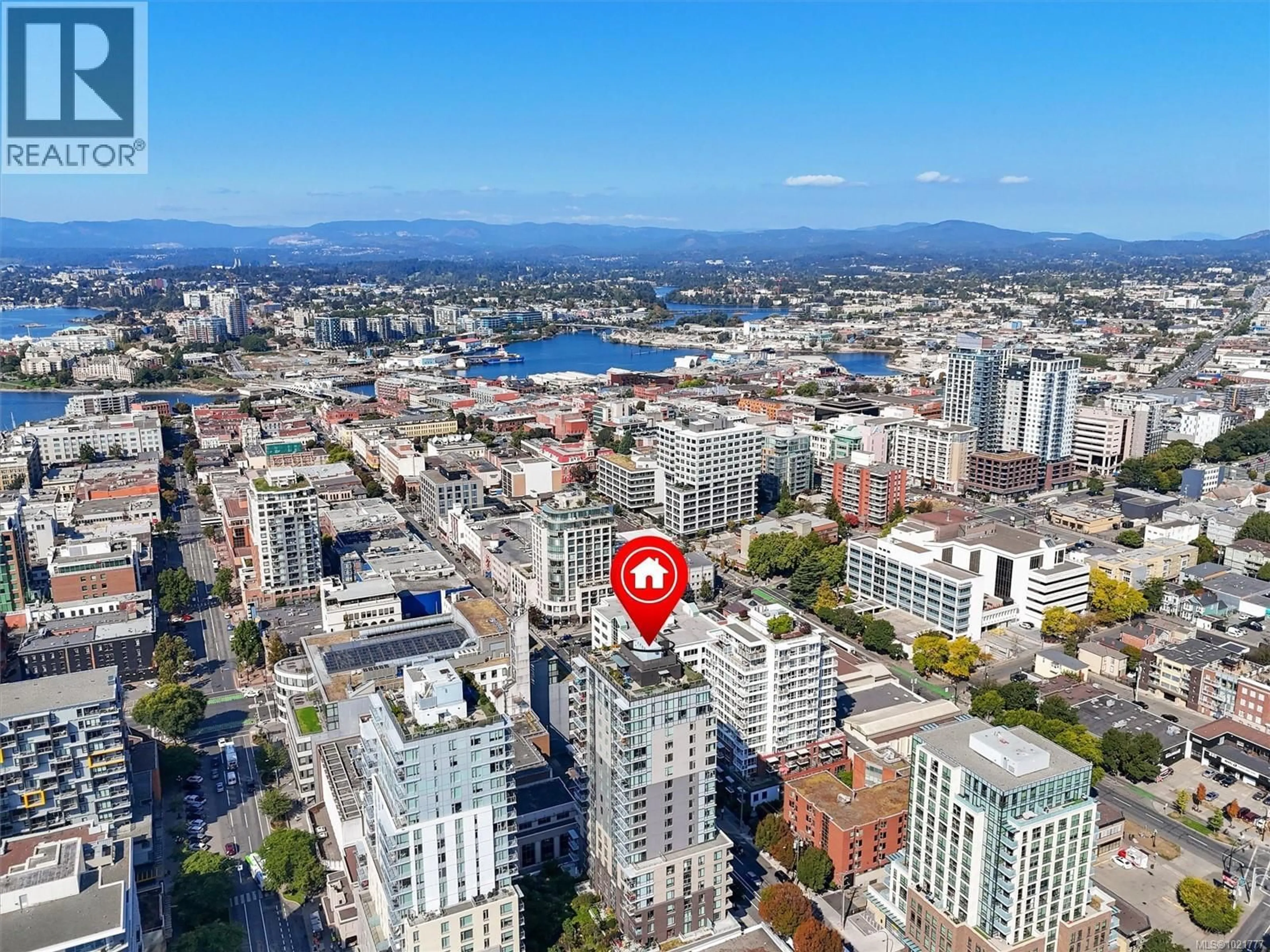 A pic from outside/outdoor area/front of a property/back of a property/a pic from drone, city buildings view from balcony for 607 - 845 JOHNSON STREET, Victoria British Columbia V8W0G3