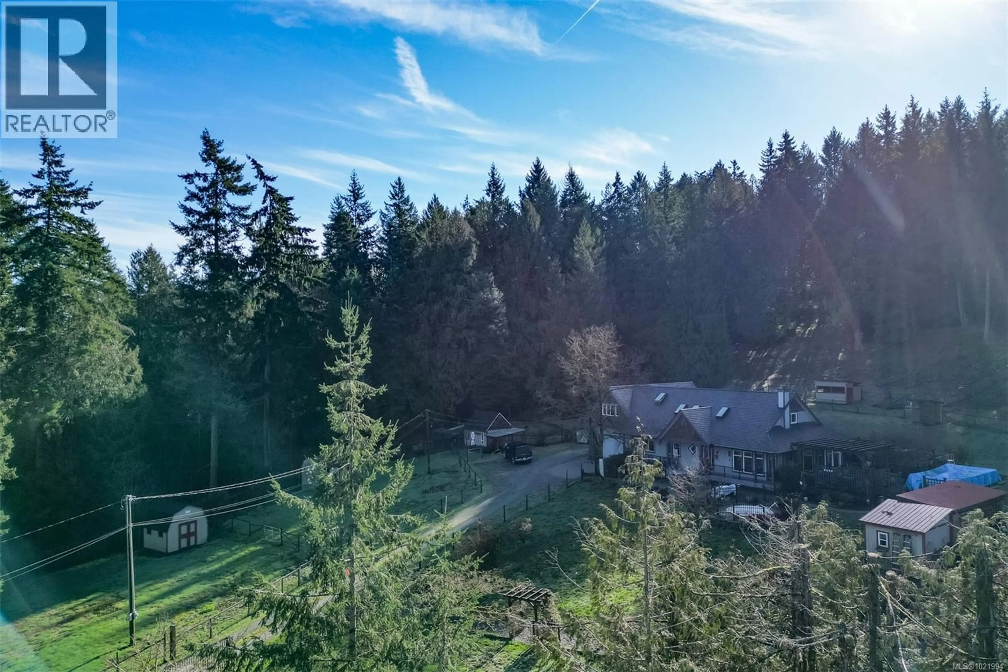 A pic from outside/outdoor area/front of a property/back of a property/a pic from drone, forest/trees view for 846 AROS ROAD, Cobble Hill British Columbia V0R1L4