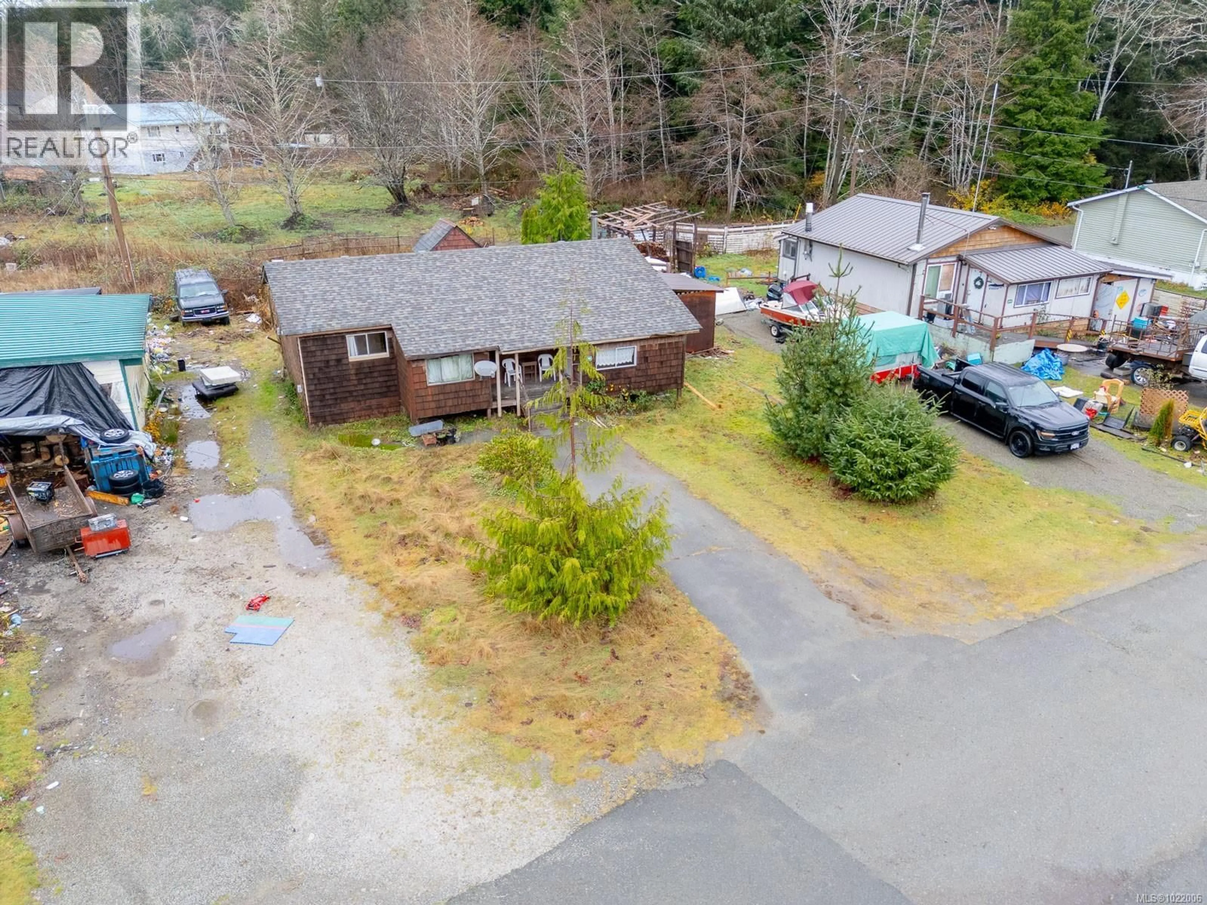 A pic from outside/outdoor area/front of a property/back of a property/a pic from drone, street for 230 CLUTUS ROAD, Bamfield British Columbia V0R1B0