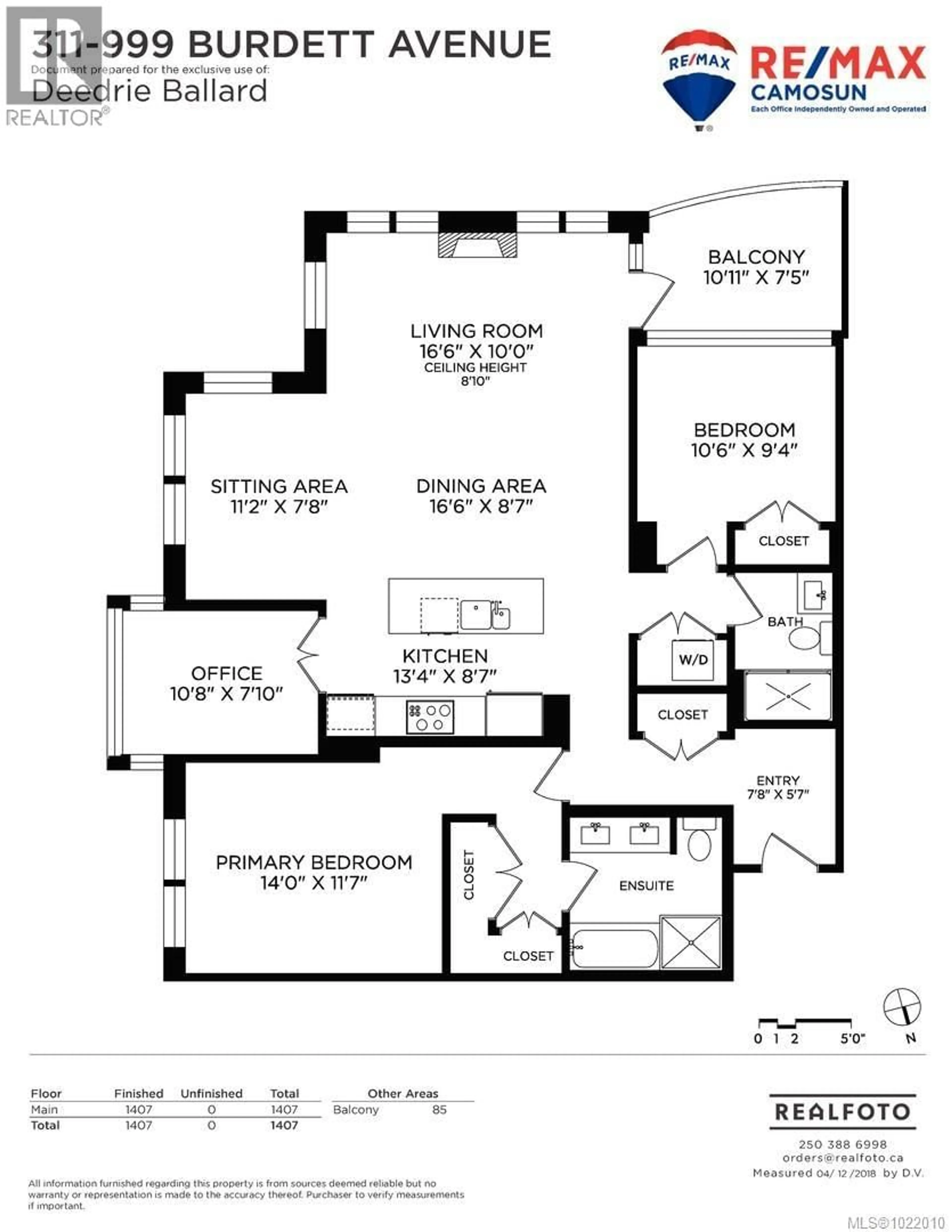 Floor plan for 311 - 999 BURDETT AVENUE, Victoria British Columbia V8V3G7