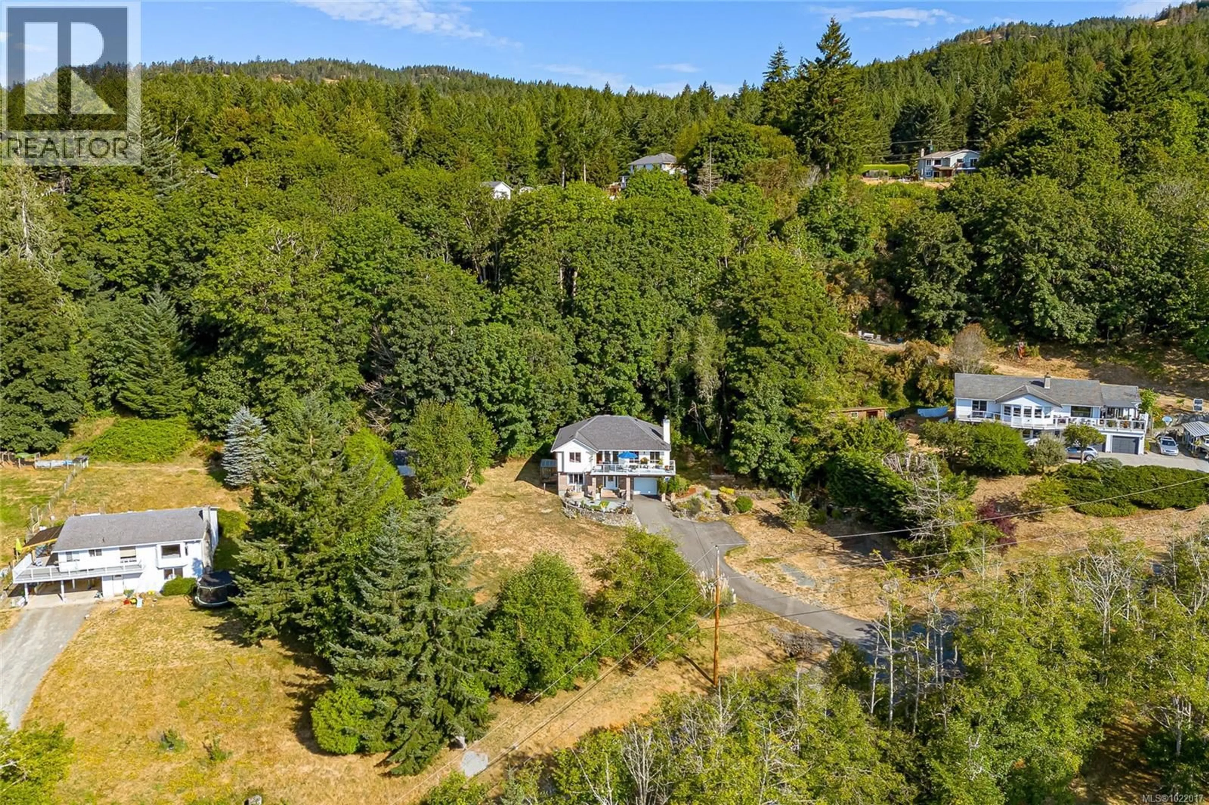 A pic from outside/outdoor area/front of a property/back of a property/a pic from drone, forest/trees view for 2074 LUDLOW ROAD, Sooke British Columbia V9Z0E6