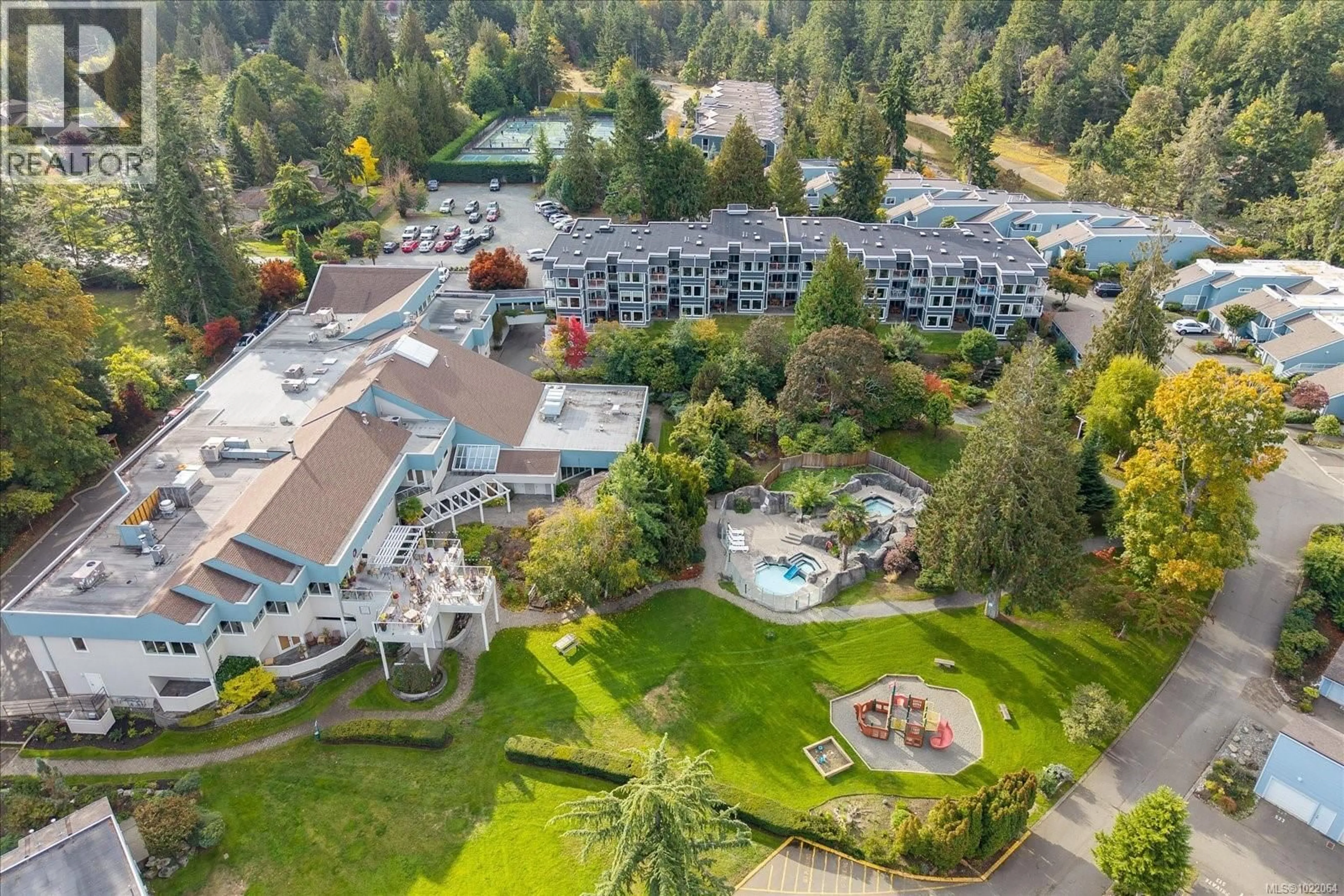 A pic from outside/outdoor area/front of a property/back of a property/a pic from drone, mountain view for 711 - 1600 STROULGER ROAD, Nanoose Bay British Columbia V9P9B7