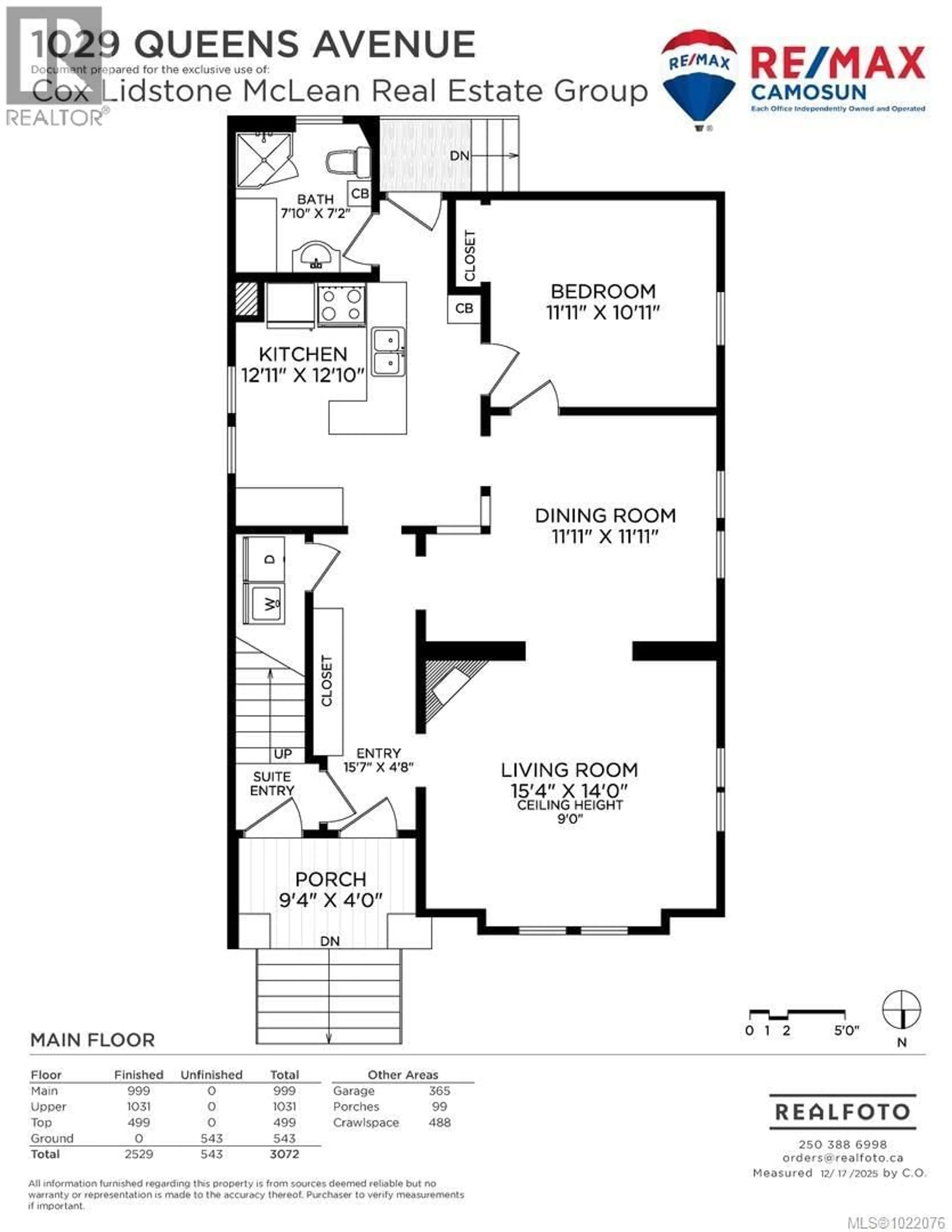 Floor plan for 1029 QUEENS AVENUE, Victoria British Columbia V8T1M7