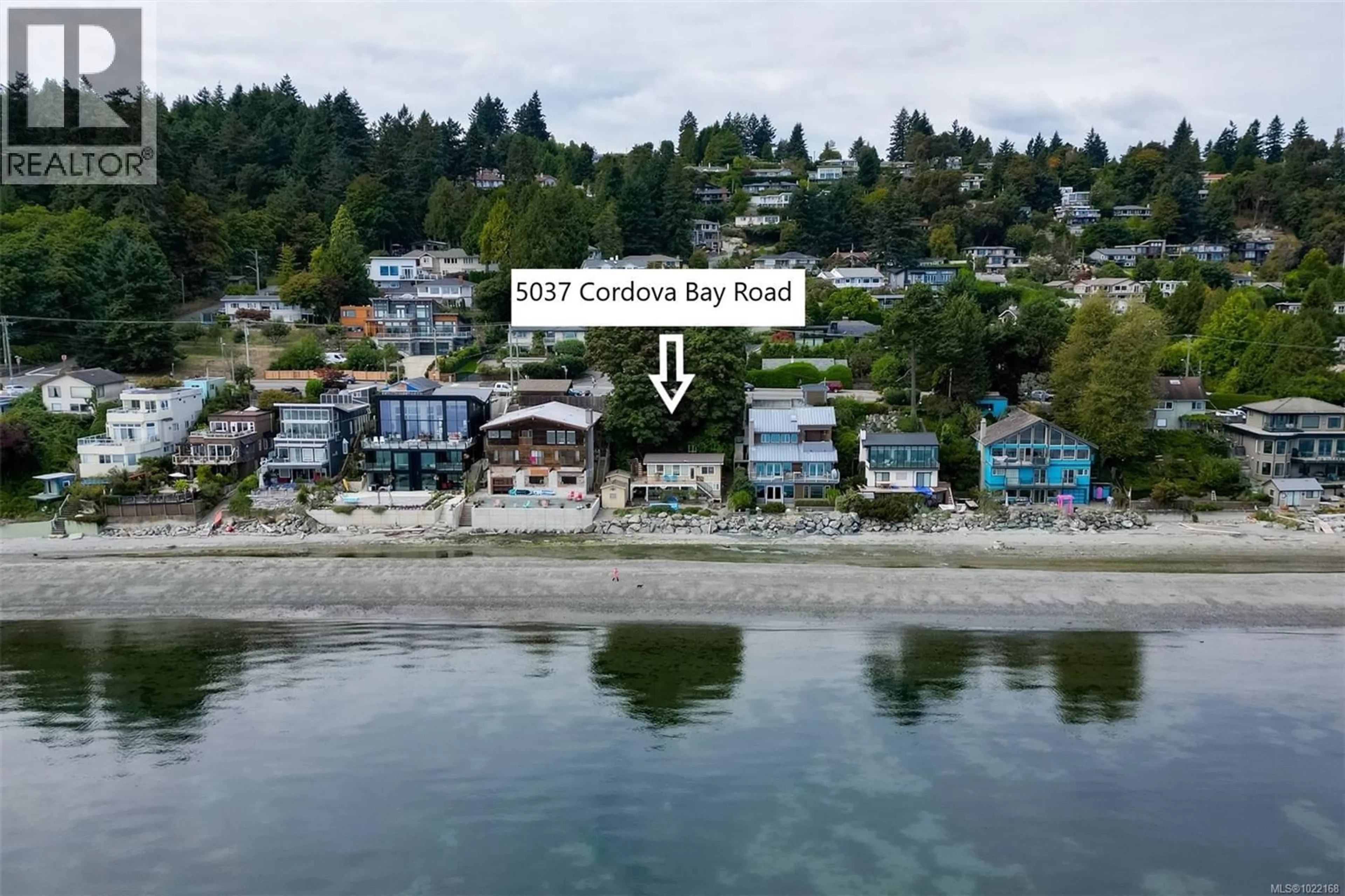 A pic from outside/outdoor area/front of a property/back of a property/a pic from drone, water/lake/river/ocean view for 5037 CORDOVA BAY ROAD, Saanich British Columbia V8Y2K1