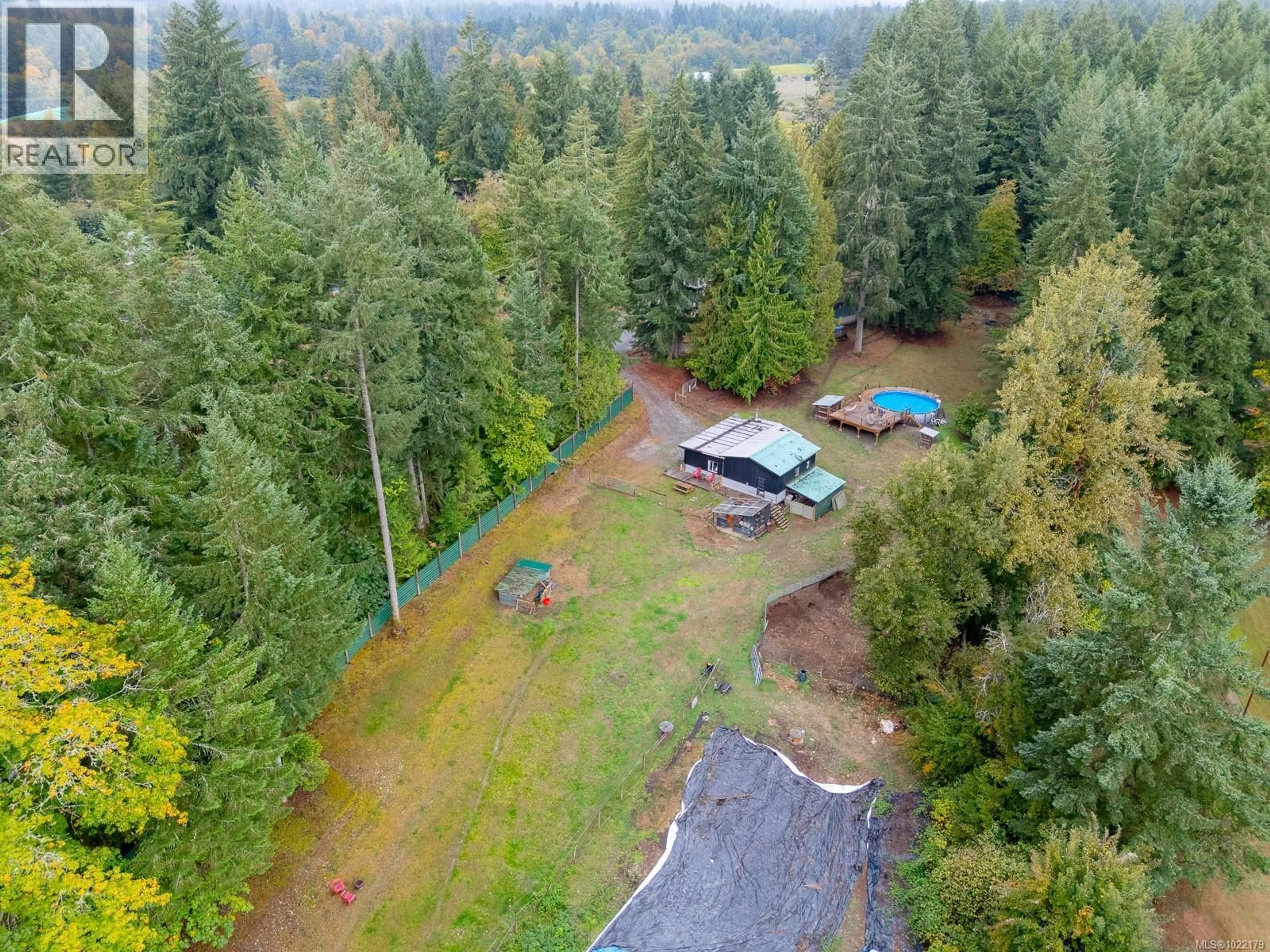 A pic from outside/outdoor area/front of a property/back of a property/a pic from drone, forest/trees view for 3585 GLENORA ROAD, Duncan British Columbia V9L6S3