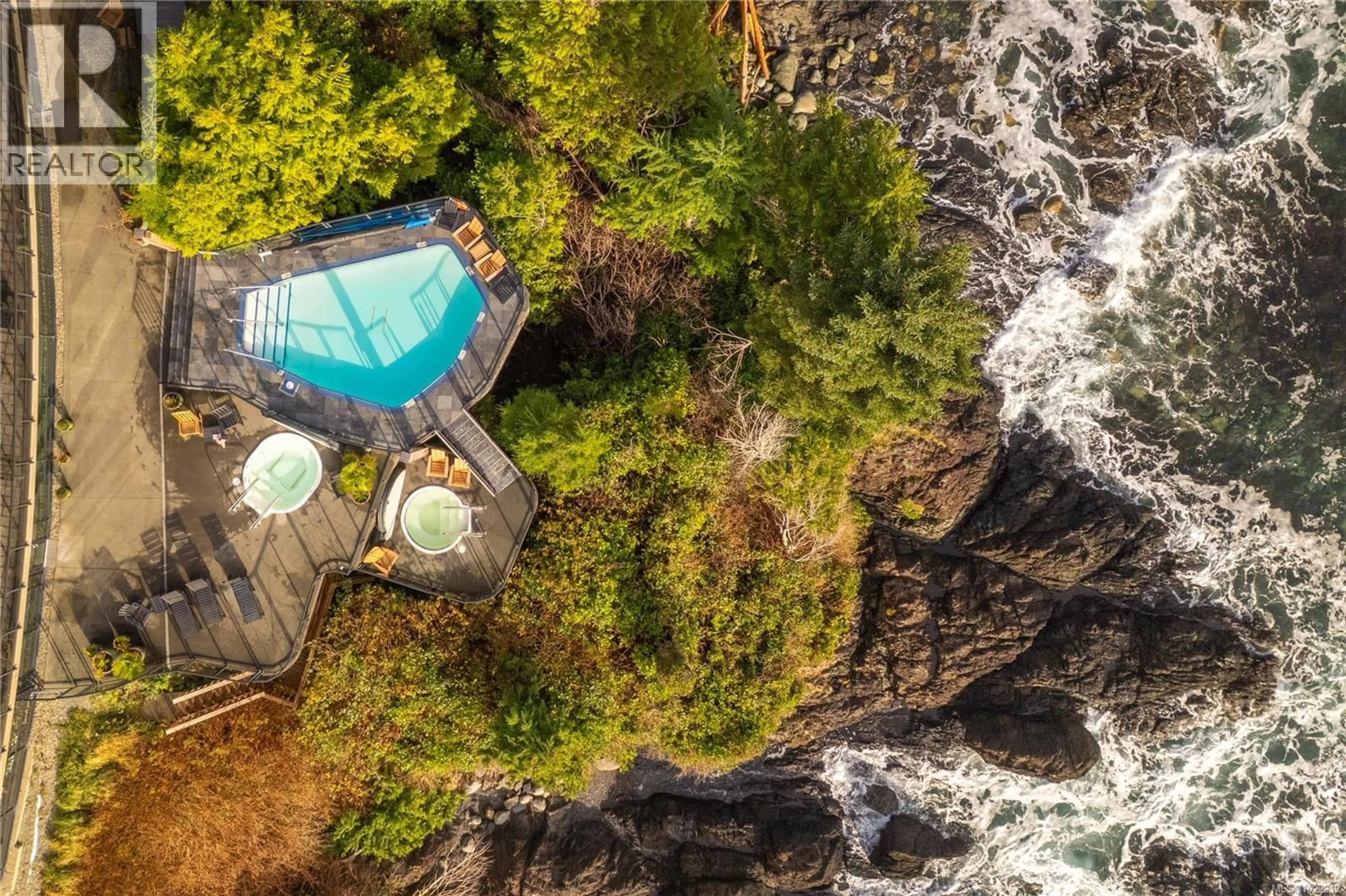 A pic from outside/outdoor area/front of a property/back of a property/a pic from drone, water/lake/river/ocean view for 1602 - 596 MARINE DRIVE, Ucluelet British Columbia V0R3A0