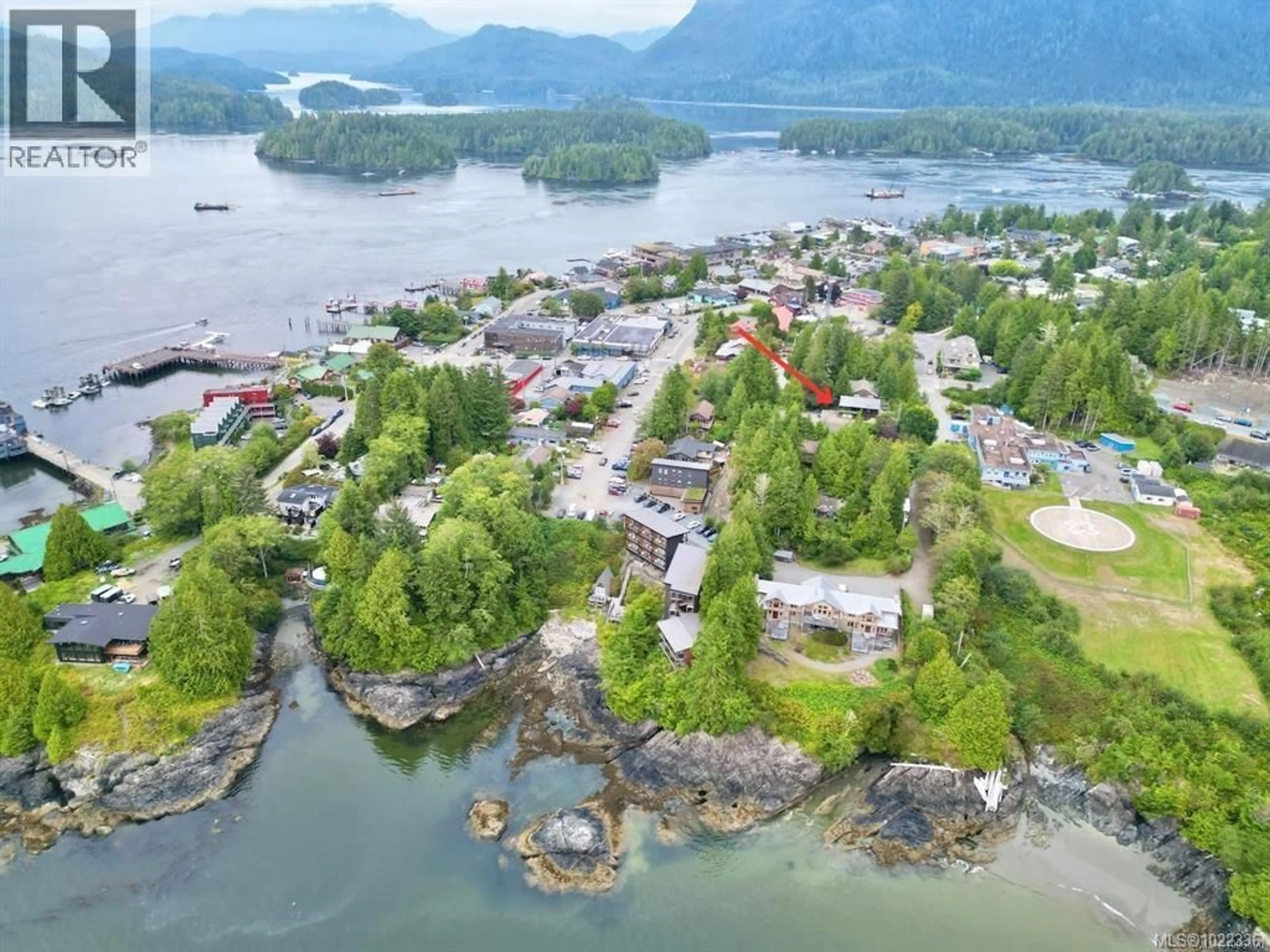 A pic from outside/outdoor area/front of a property/back of a property/a pic from drone, water/lake/river/ocean view for 260 NEILL STREET, Tofino British Columbia V0R2Z0