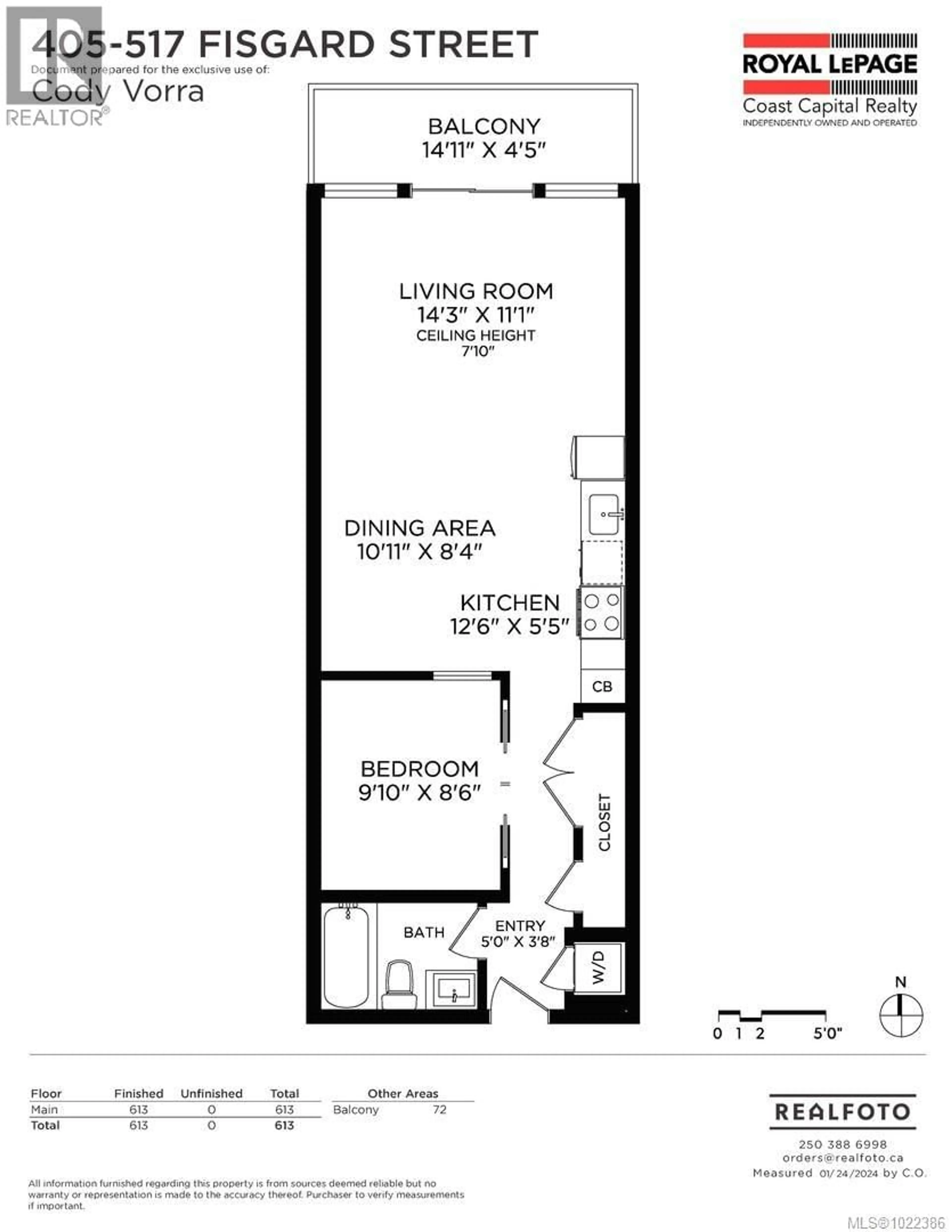 Floor plan for 405 - 517 FISGARD STREET, Victoria British Columbia V8W0C5