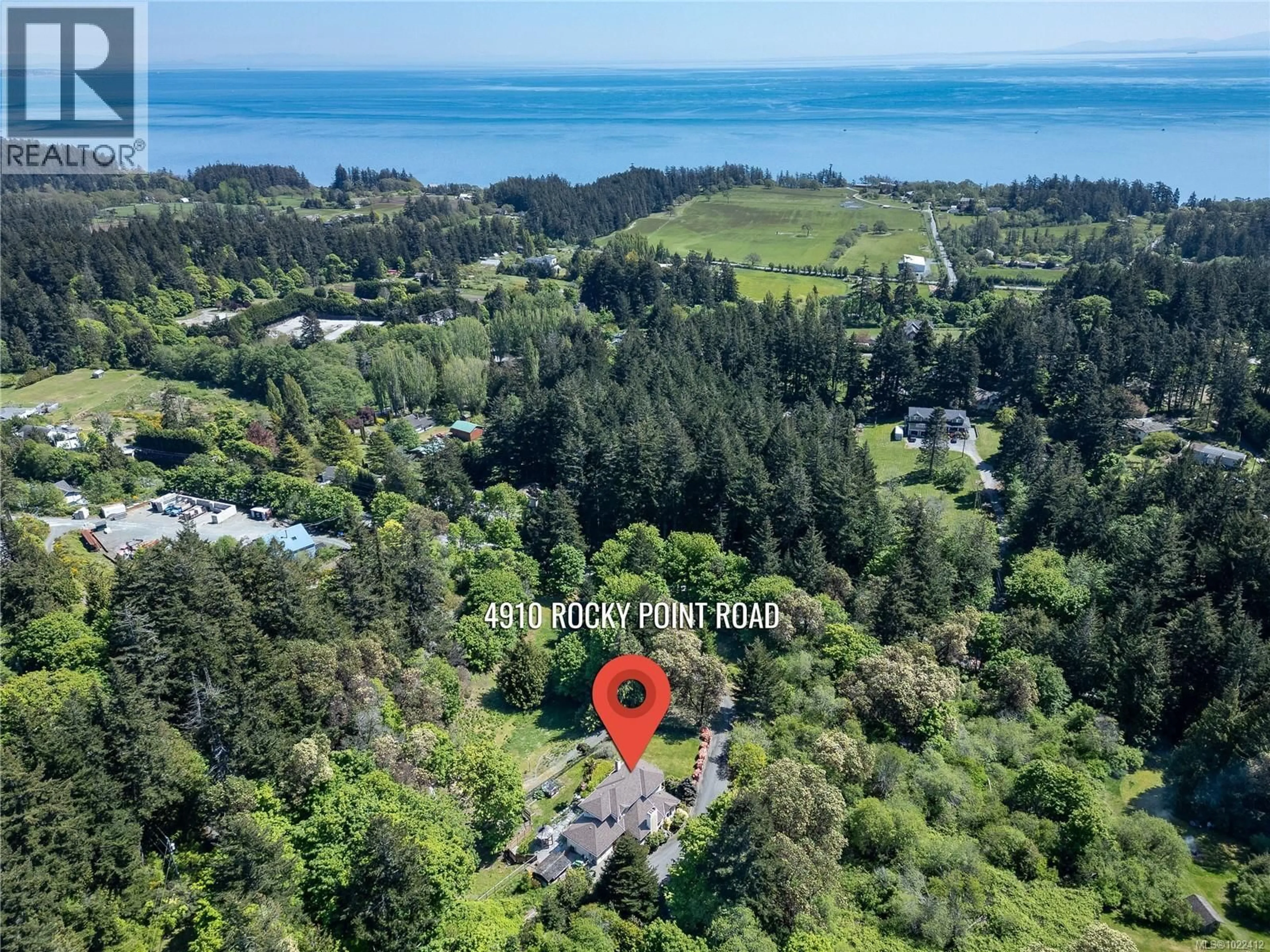 A pic from outside/outdoor area/front of a property/back of a property/a pic from drone, water/lake/river/ocean view for 4910 ROCKY POINT ROAD, Metchosin British Columbia V9C4G4