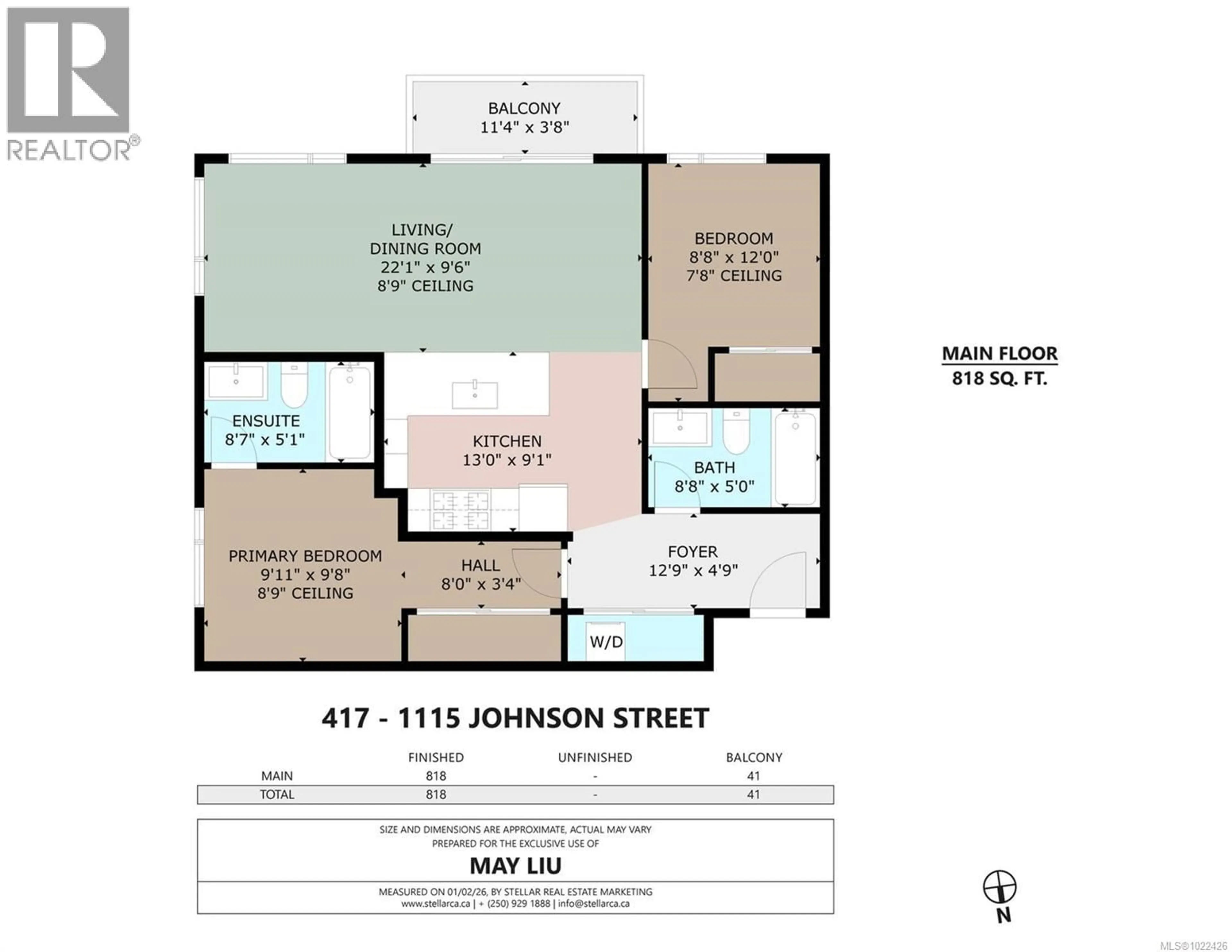 Floor plan for 417 - 1115 JOHNSON STREET, Victoria British Columbia V8V0H2