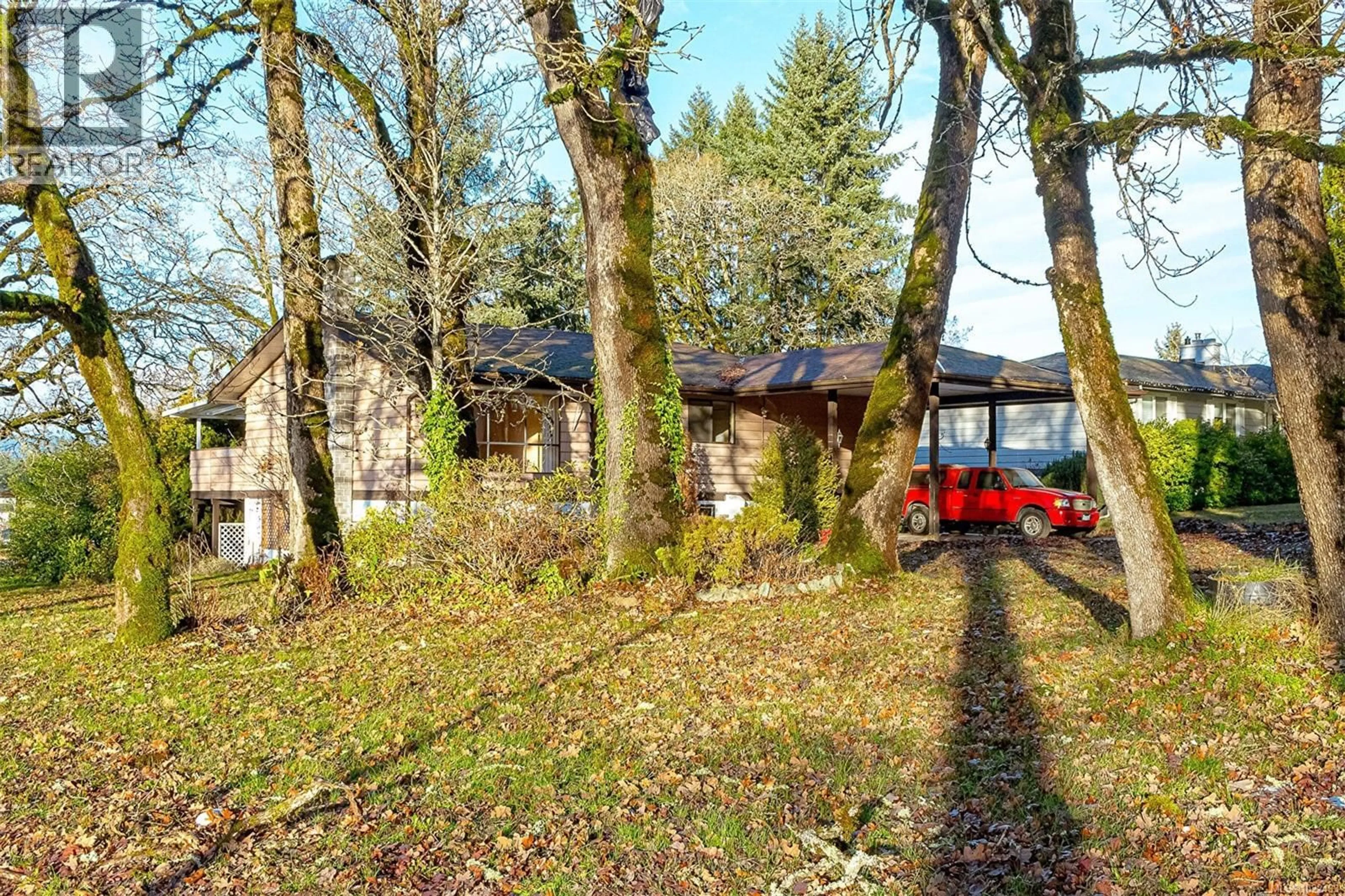 A pic from outside/outdoor area/front of a property/back of a property/a pic from drone, forest/trees view for 6026 HYACINTH PLACE, Duncan British Columbia V9L3Y7