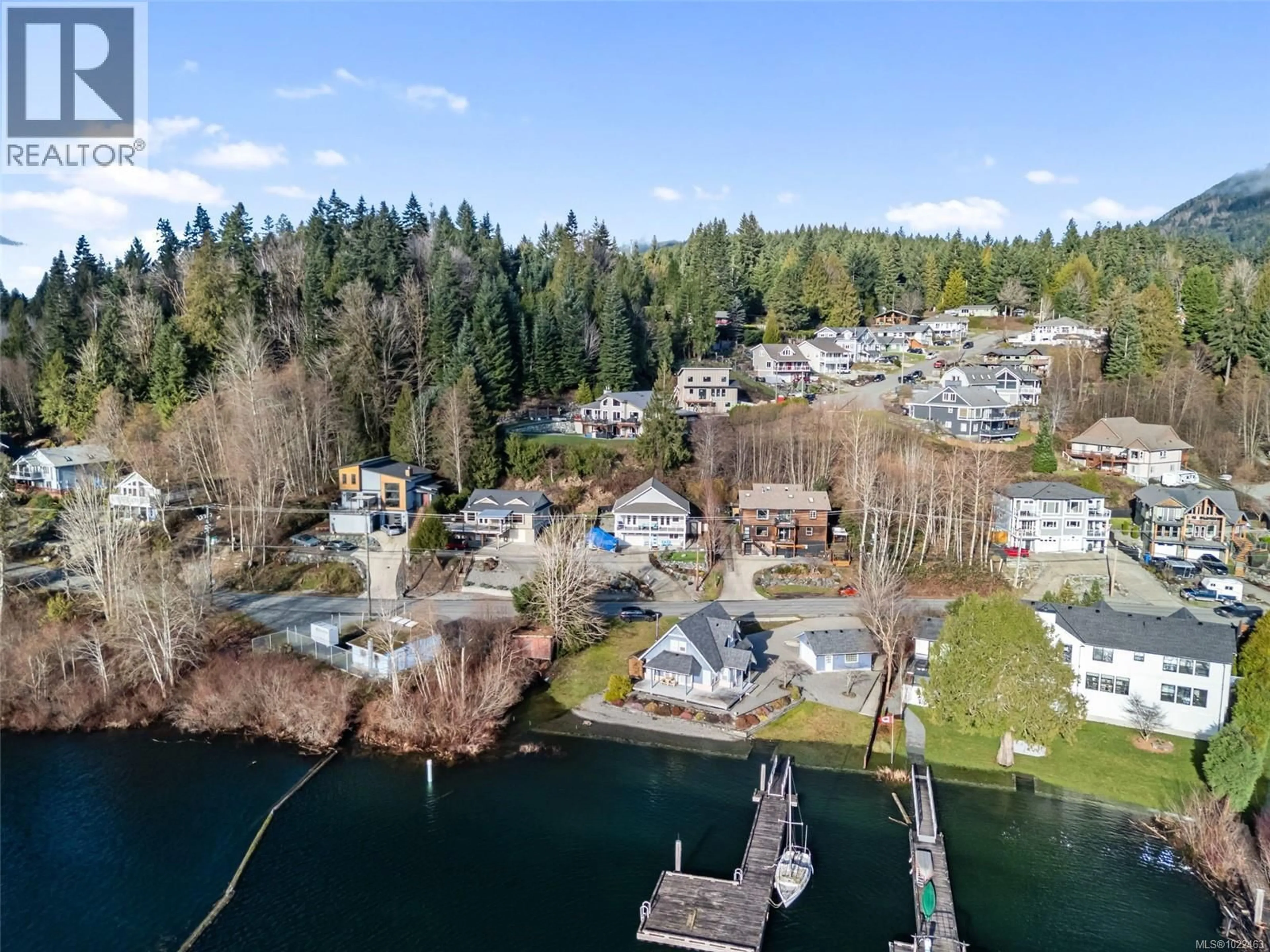 A pic from outside/outdoor area/front of a property/back of a property/a pic from drone, water/lake/river/ocean view for 259 NORTH SHORE ROAD, Lake Cowichan British Columbia V0R2G0