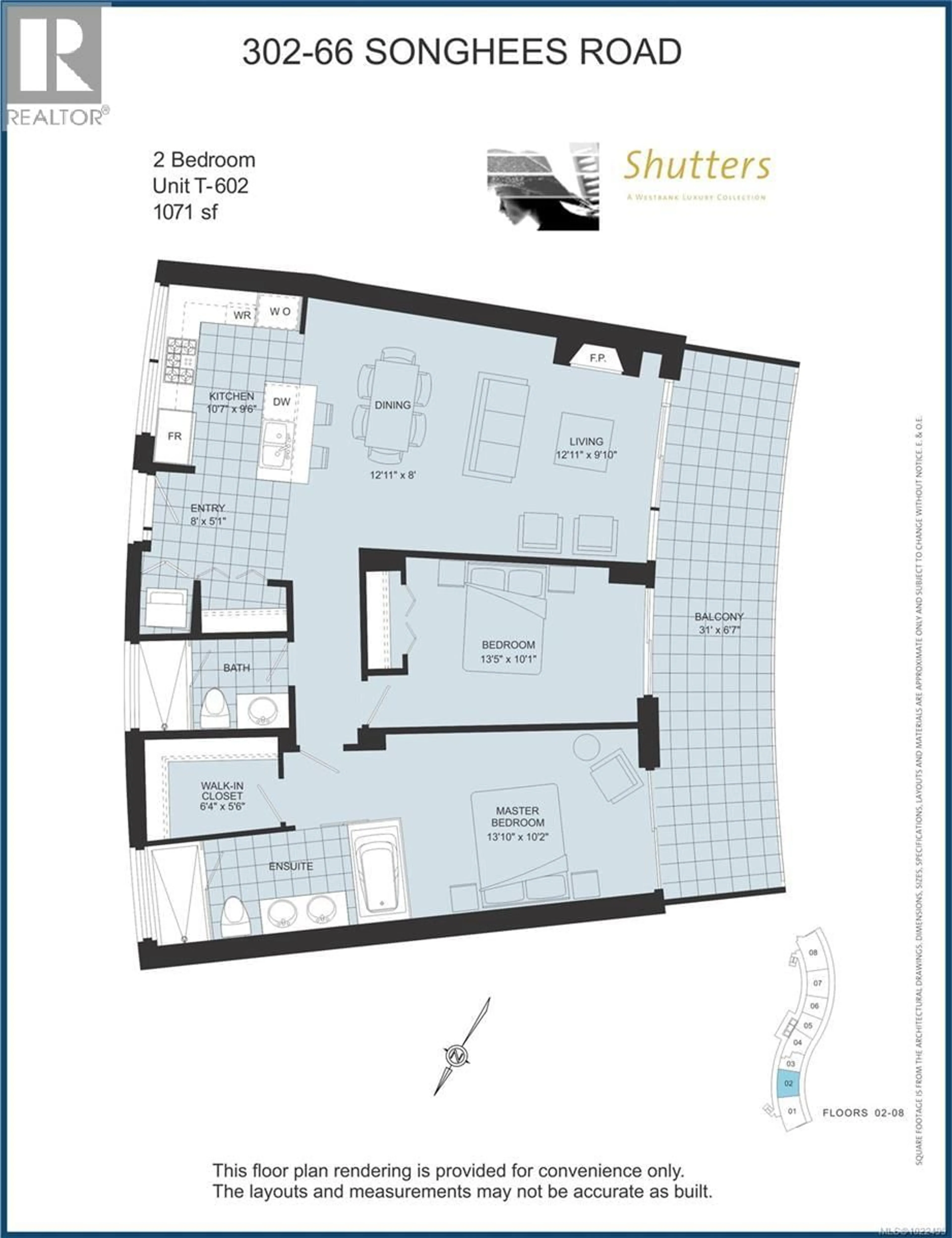Floor plan for 302 - 66 SONGHEES ROAD, Victoria British Columbia V9A0A2