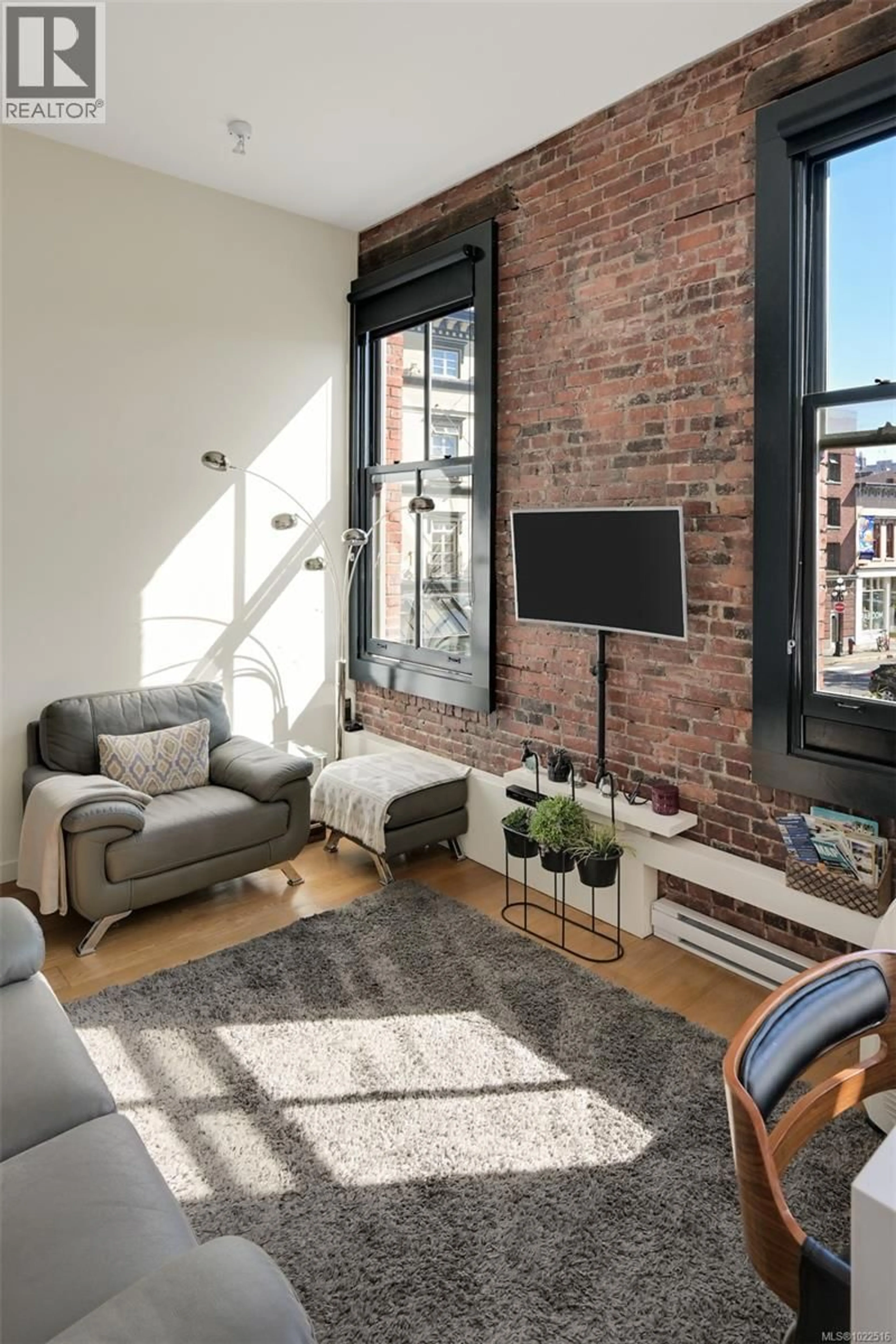 Living room with furniture, cement floor for 225 - 1610 STORE STREET, Victoria British Columbia V8W0E3