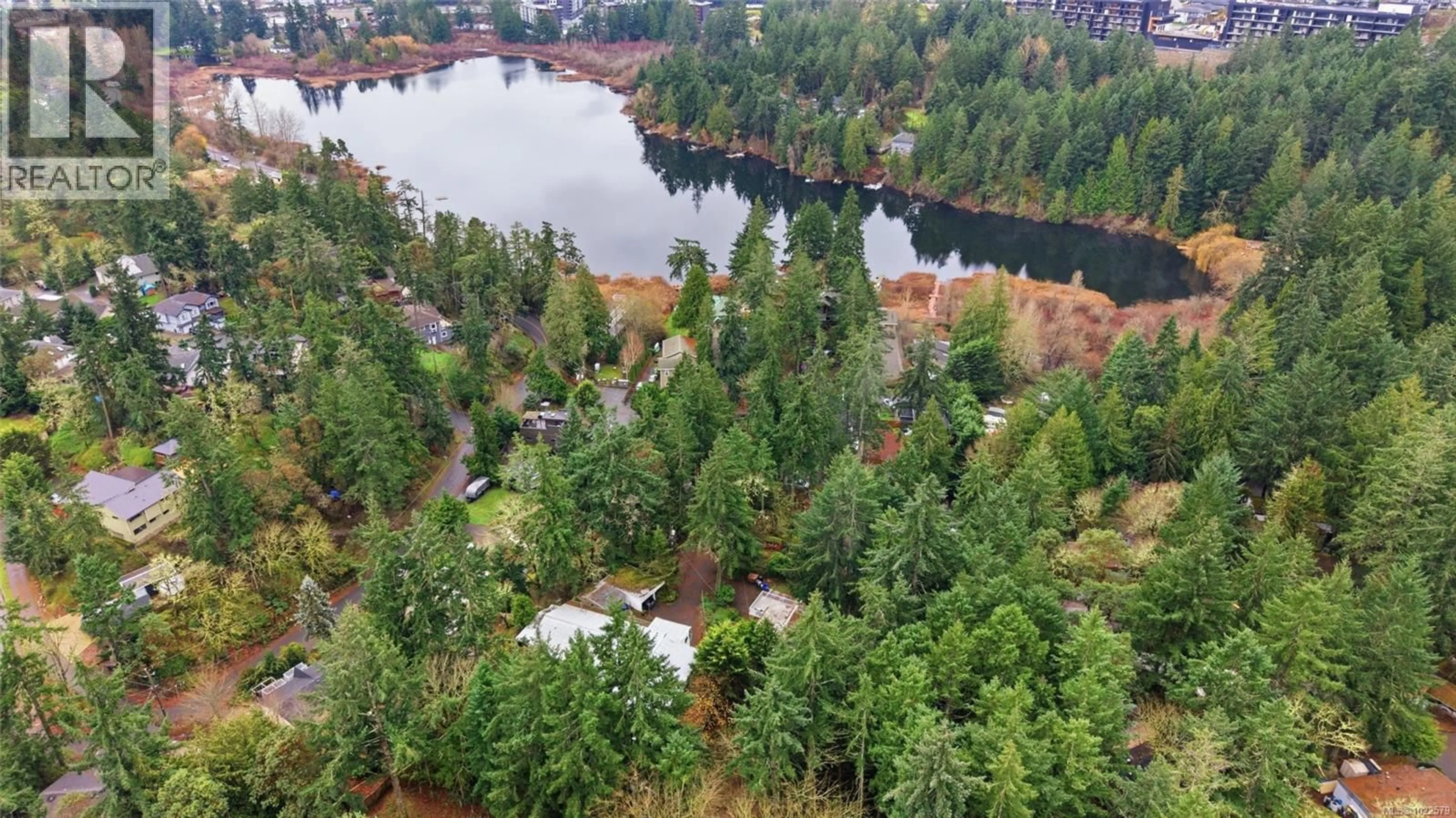 A pic from outside/outdoor area/front of a property/back of a property/a pic from drone, water/lake/river/ocean view for 2509 FLORENCE LAKE ROAD, Langford British Columbia V9B4H3