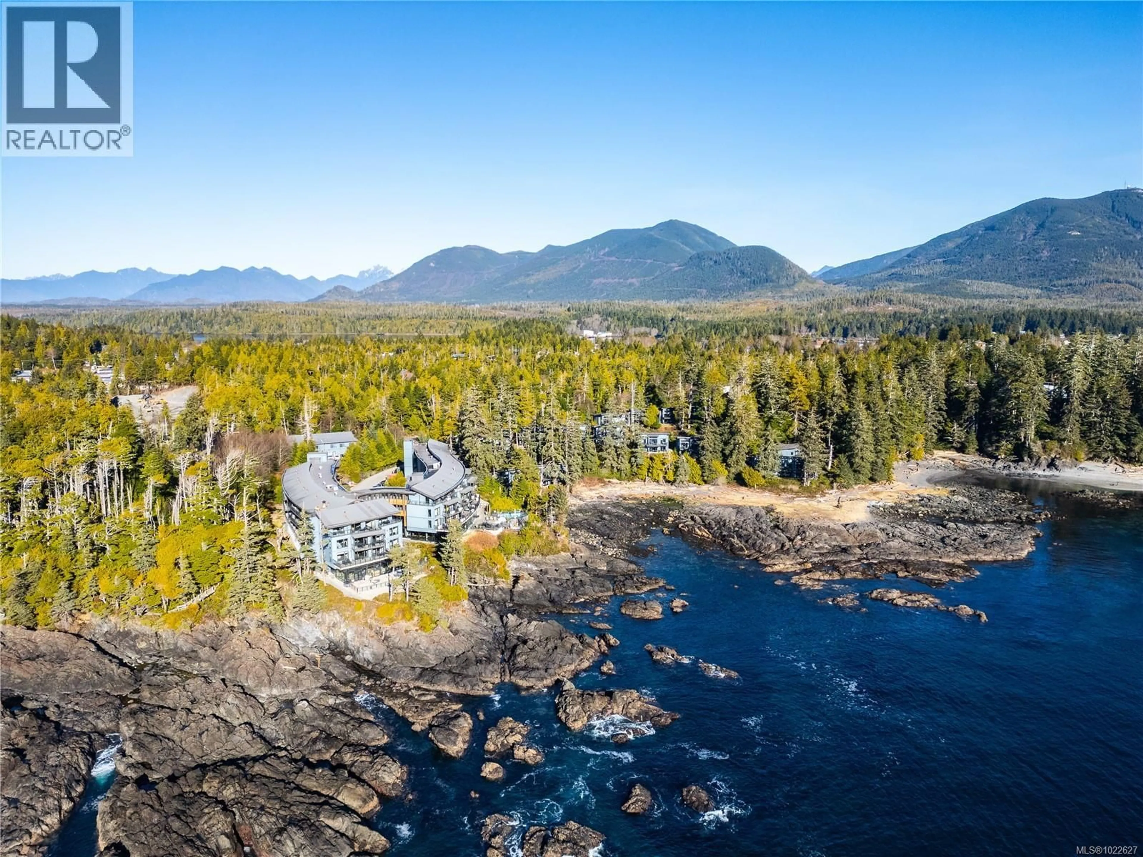 A pic from outside/outdoor area/front of a property/back of a property/a pic from drone, water/lake/river/ocean view for 1601 - 596 MARINE DRIVE, Ucluelet British Columbia V0R3A0