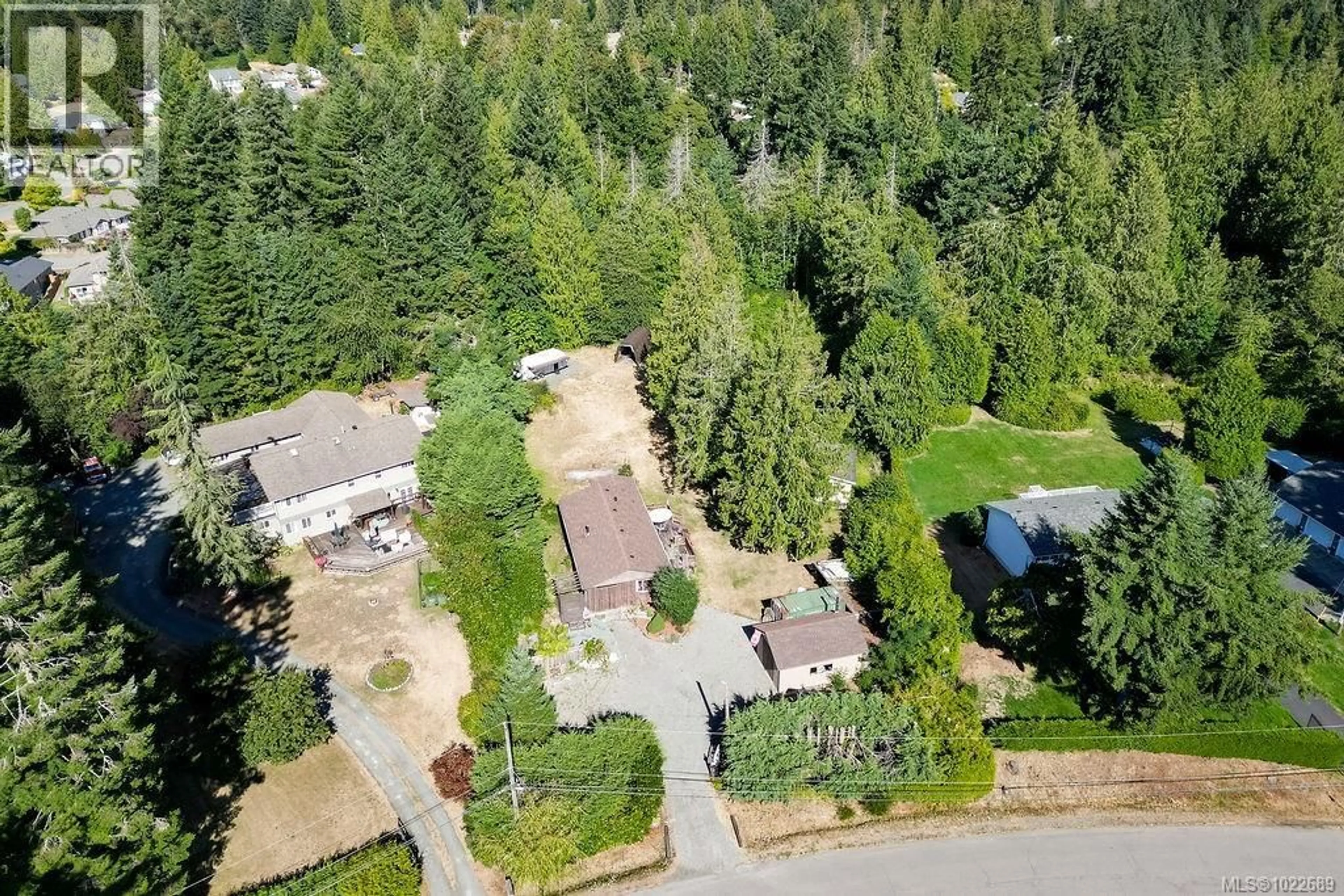 A pic from outside/outdoor area/front of a property/back of a property/a pic from drone, forest/trees view for 1015 COWERD ROAD, Cobble Hill British Columbia V8H0G9