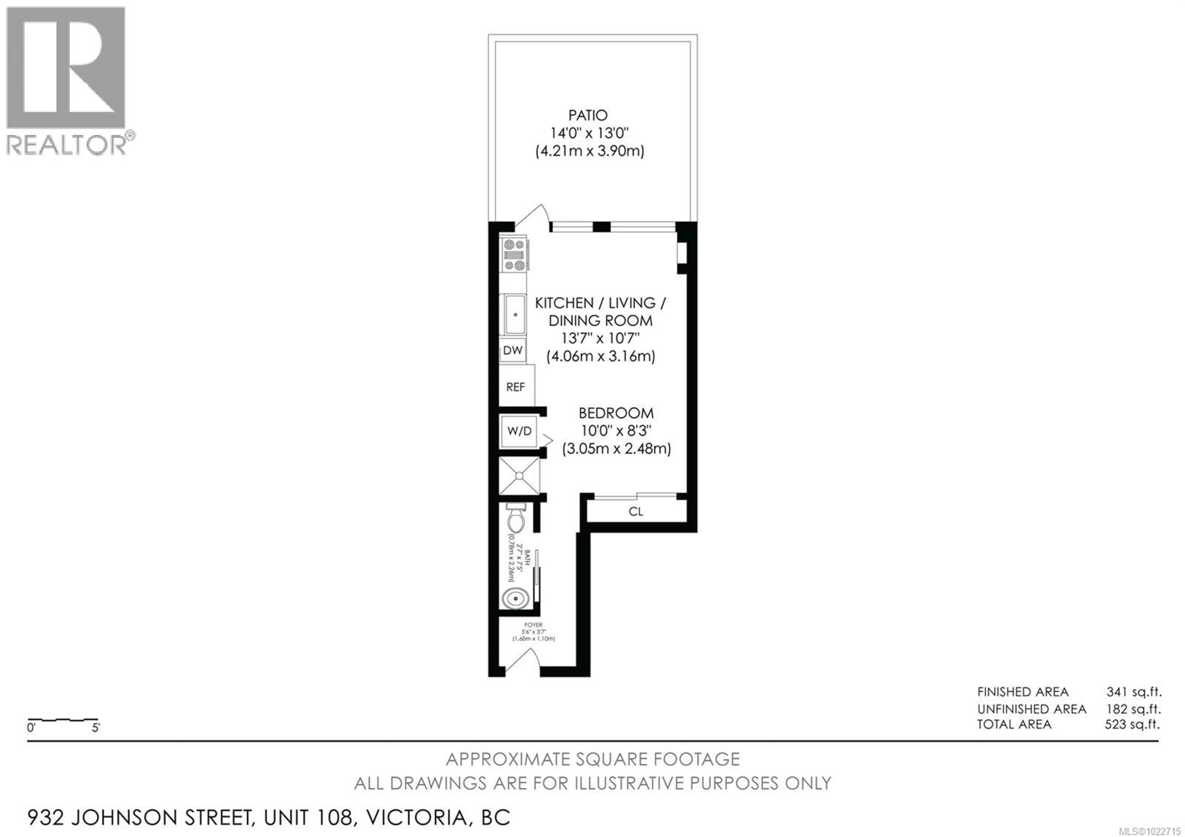 Floor plan for 108 - 932 JOHNSON STREET, Victoria British Columbia V8V3N4