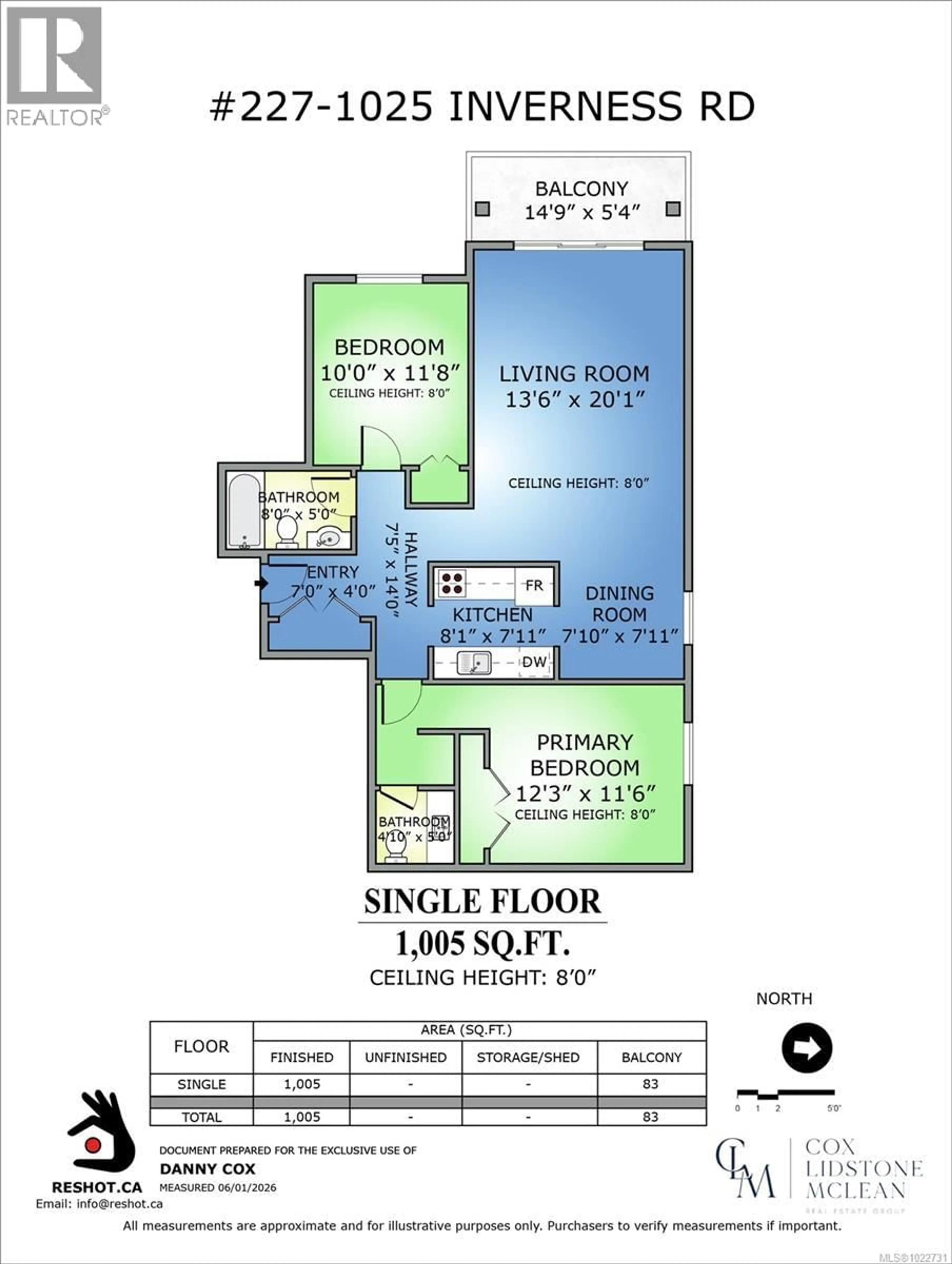 Floor plan for 227 - 1025 INVERNESS ROAD, Saanich British Columbia V8X2S2