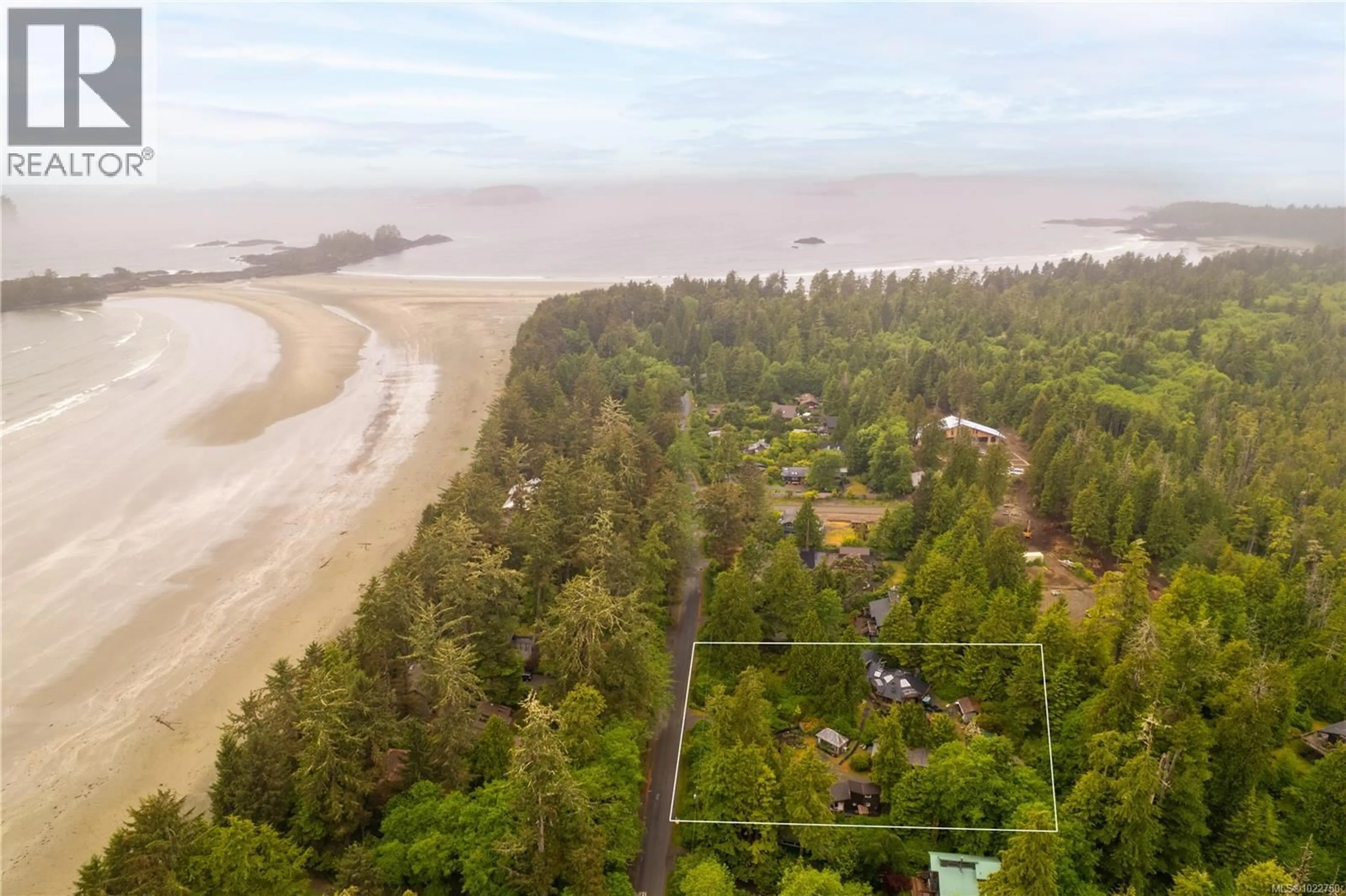 A pic from outside/outdoor area/front of a property/back of a property/a pic from drone, water/lake/river/ocean view for 1364 CHESTERMAN BEACH ROAD, Tofino British Columbia V0R2Z0