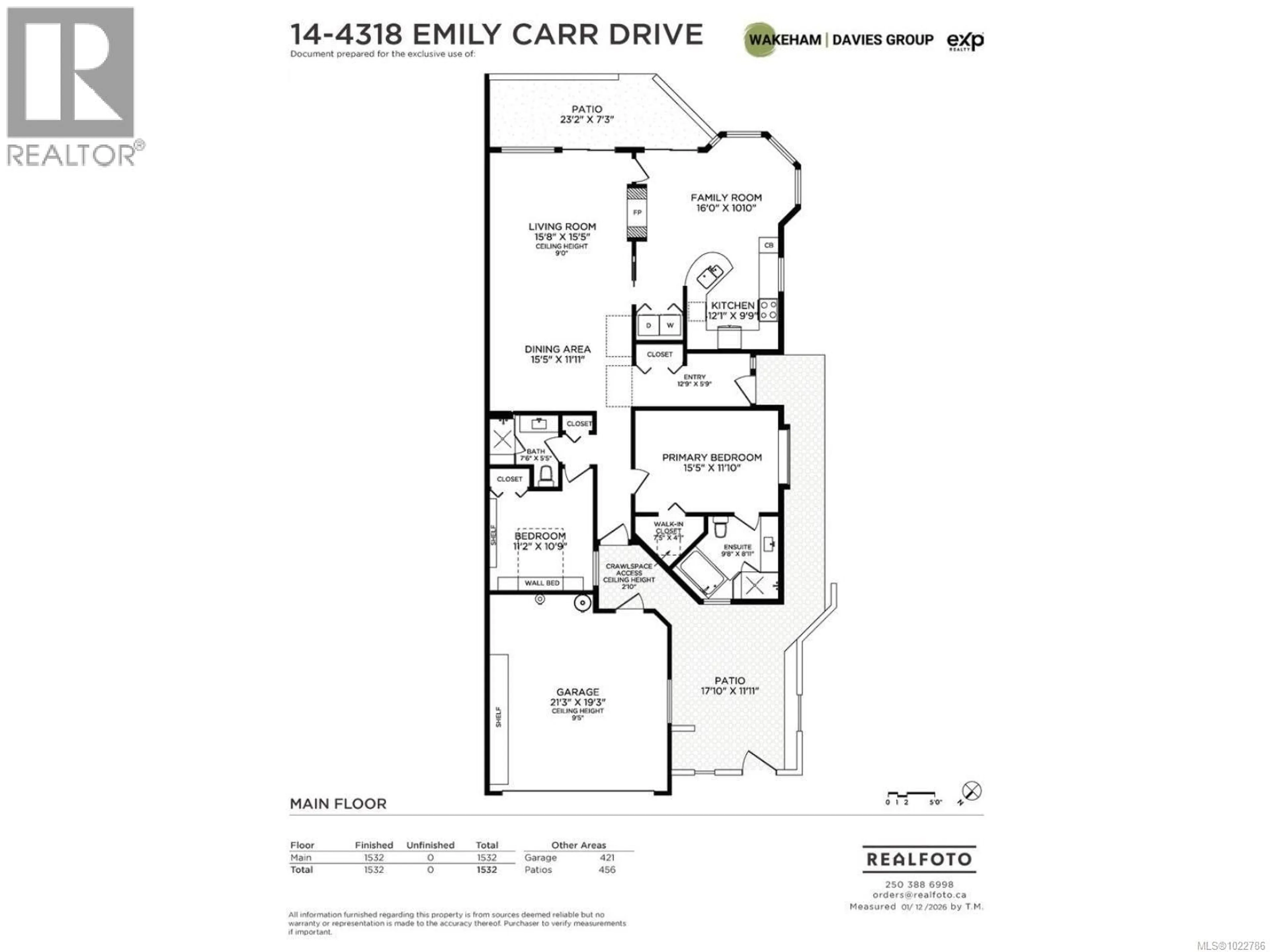 Floor plan for 14 - 4318 EMILY CARR DRIVE, Saanich British Columbia V8X5E7