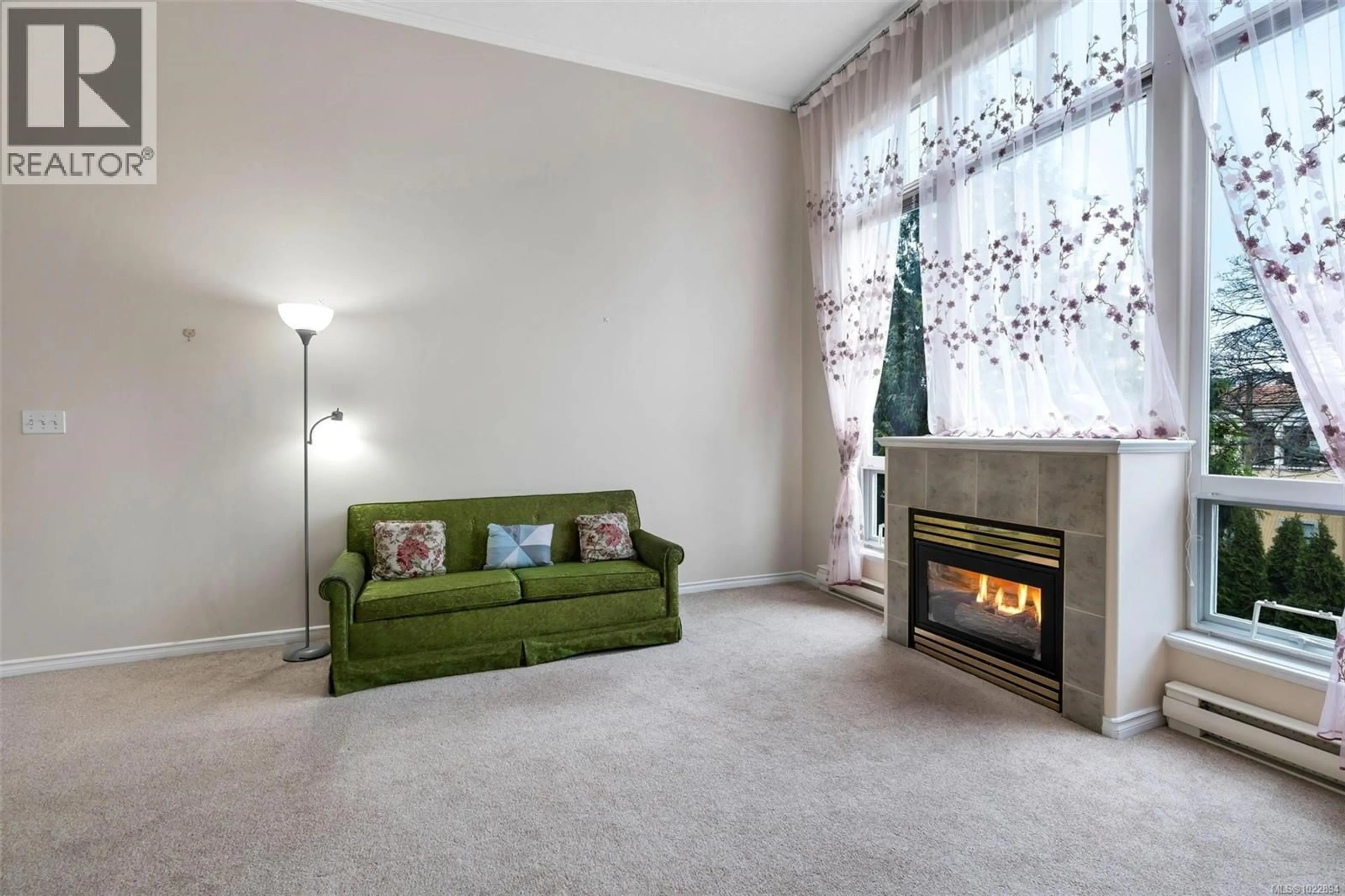 Living room with furniture, carpet floor for 302 - 1663 MCKENZIE AVENUE, Saanich British Columbia V8N1A6