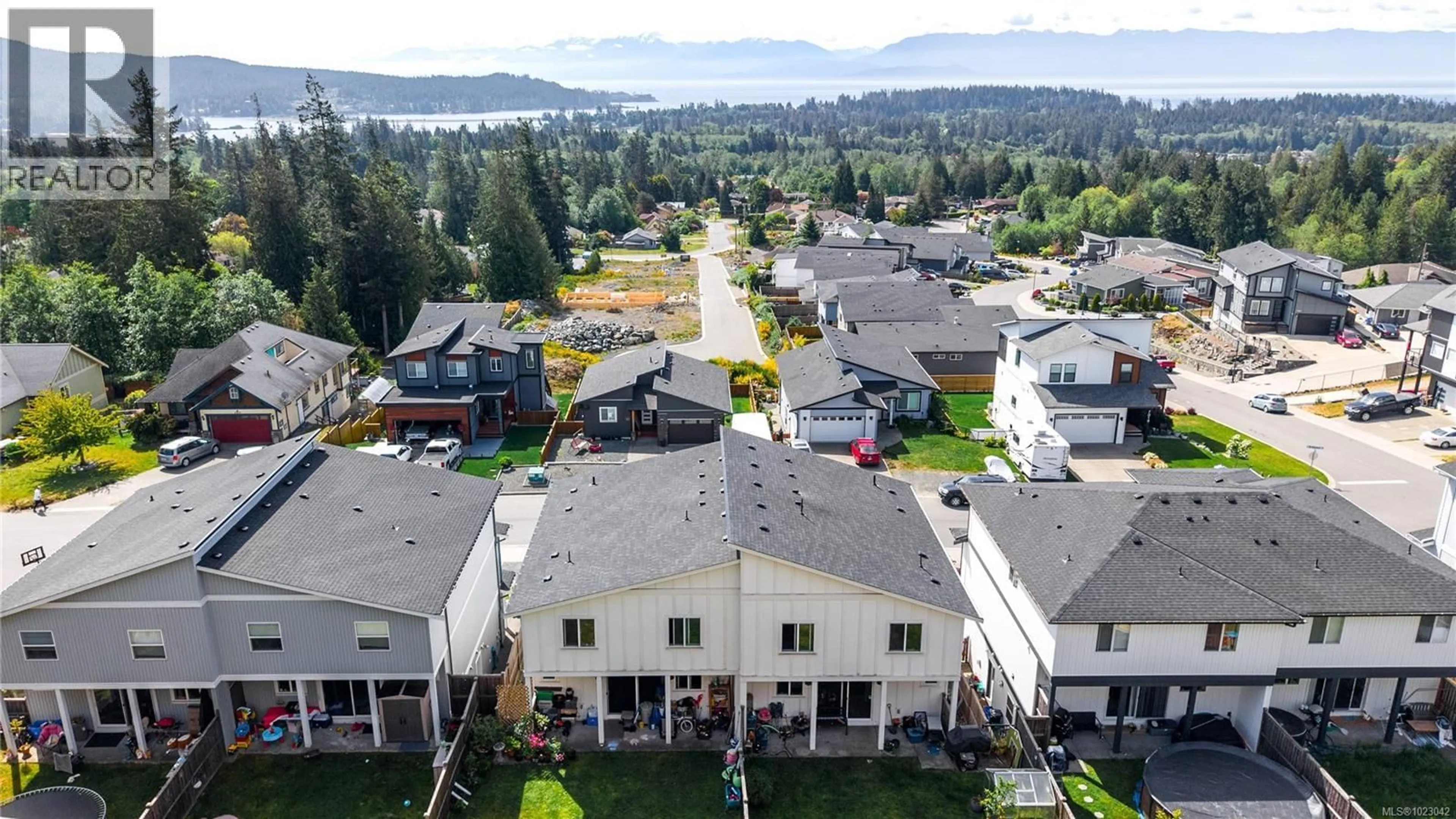 A pic from outside/outdoor area/front of a property/back of a property/a pic from drone, mountain view for 7010 BRAILSFORD PLACE, Sooke British Columbia V9Z1J7