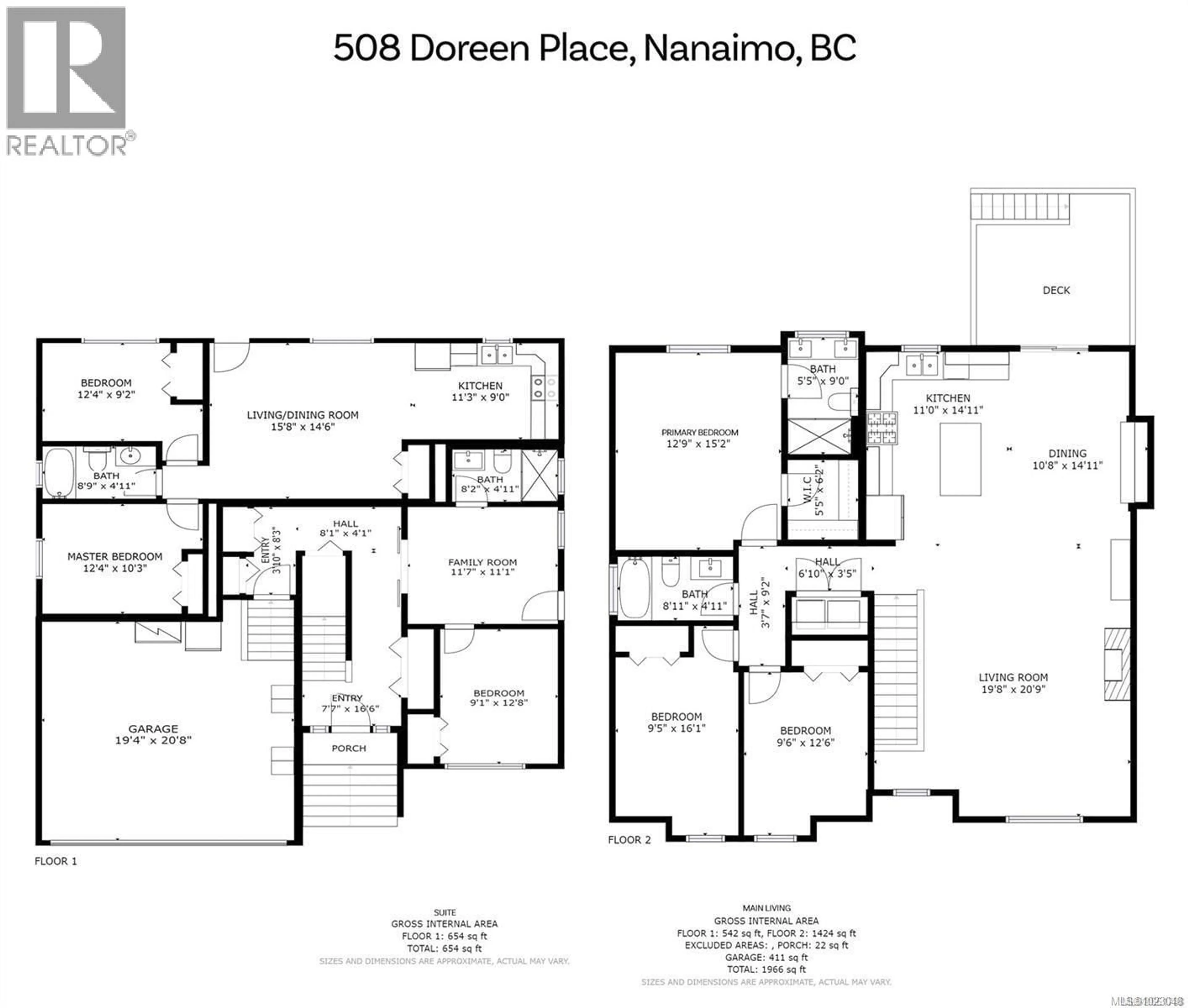 Floor plan for 508 DOREEN PLACE, Nanaimo British Columbia V9T4S1