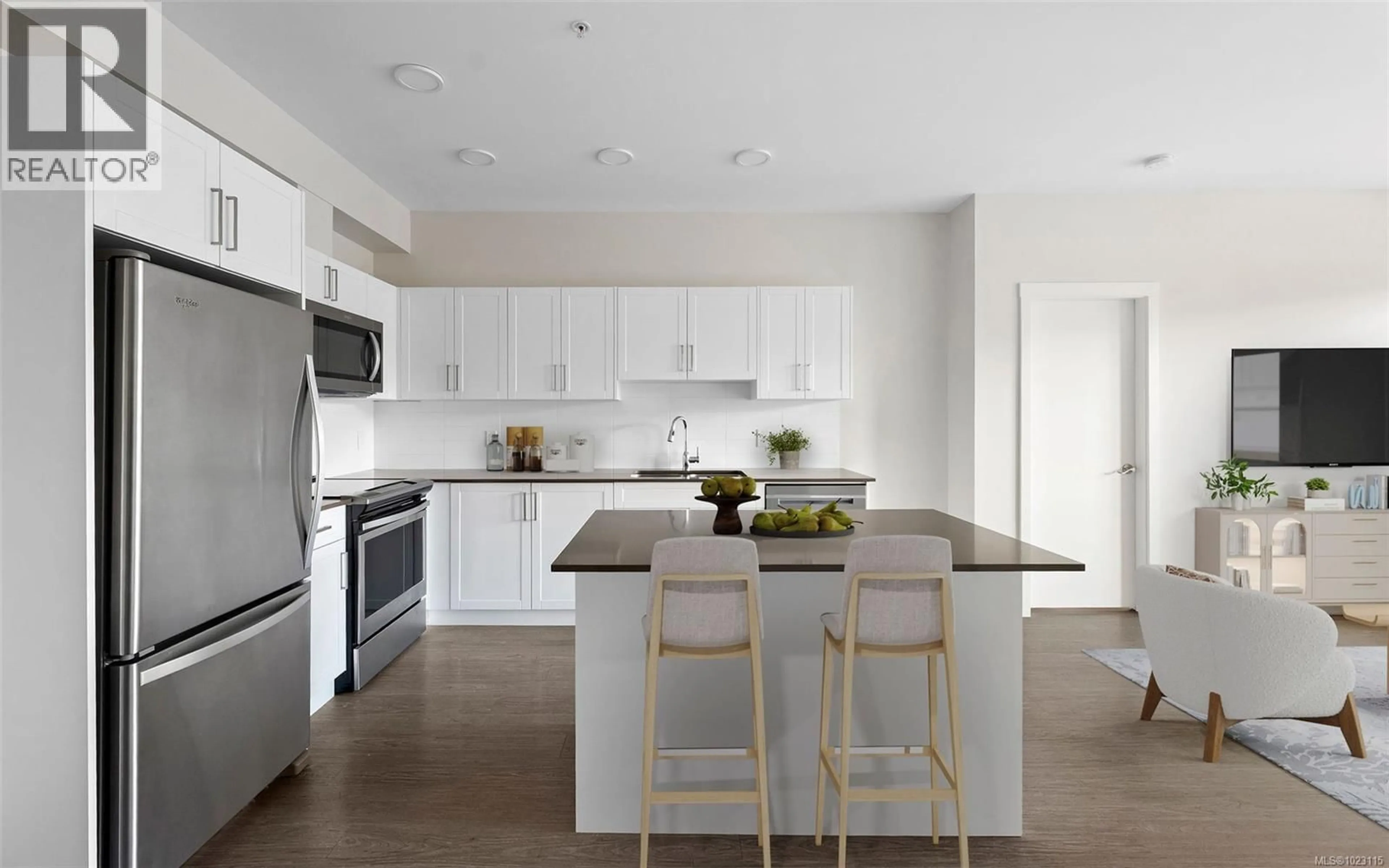 Open concept kitchen, ceramic/tile floor for 614 - 2843 JACKLIN ROAD, Langford British Columbia V9B4P4