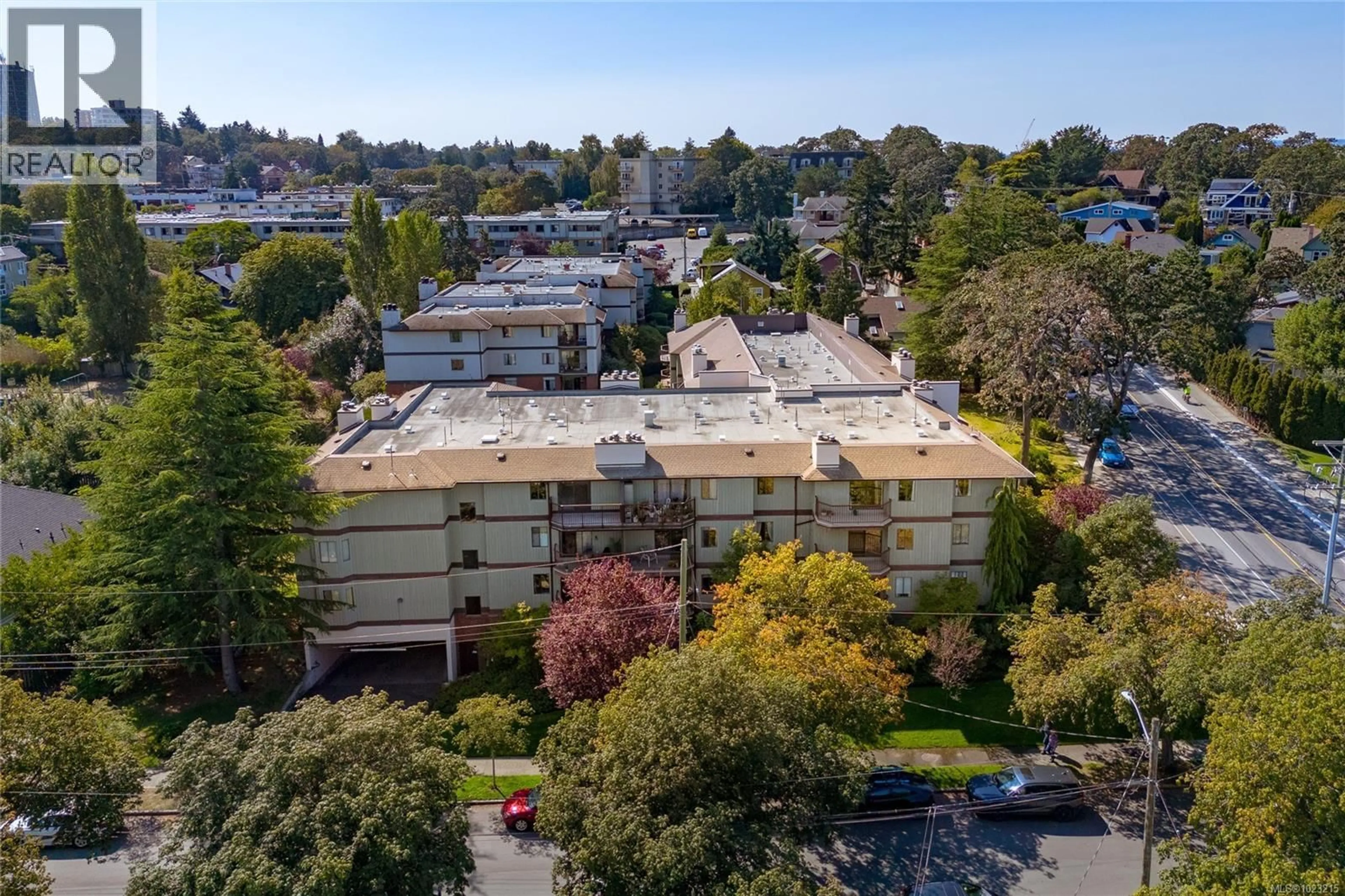 A pic from outside/outdoor area/front of a property/back of a property/a pic from drone, city buildings view from balcony for 109 - 1655 BEGBIE STREET, Victoria British Columbia V8R1L4