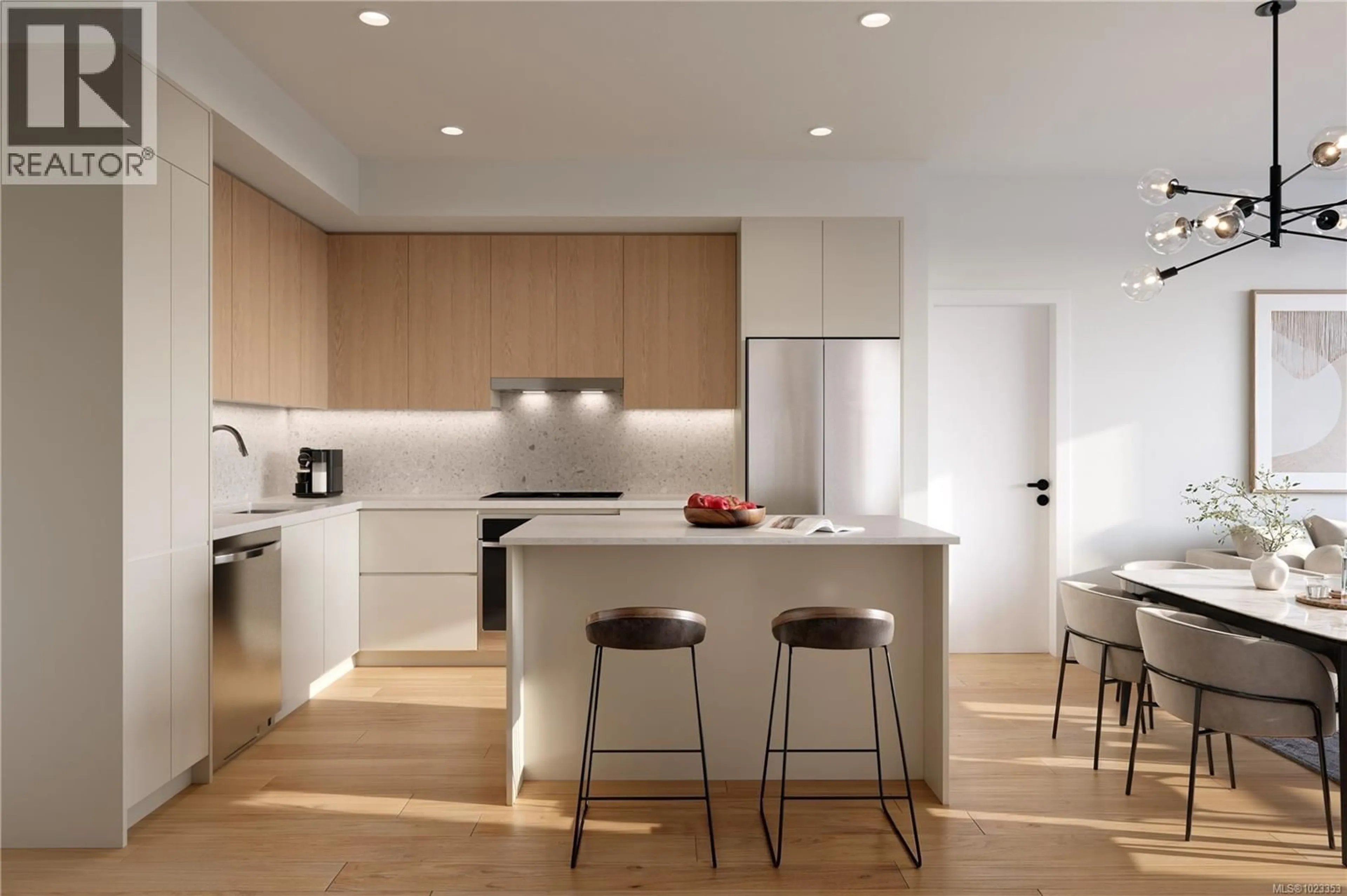 Contemporary kitchen, wood/laminate floor for 112 - 3582 RYDER HESJEDAL WAY, Colwood British Columbia V9C0J6