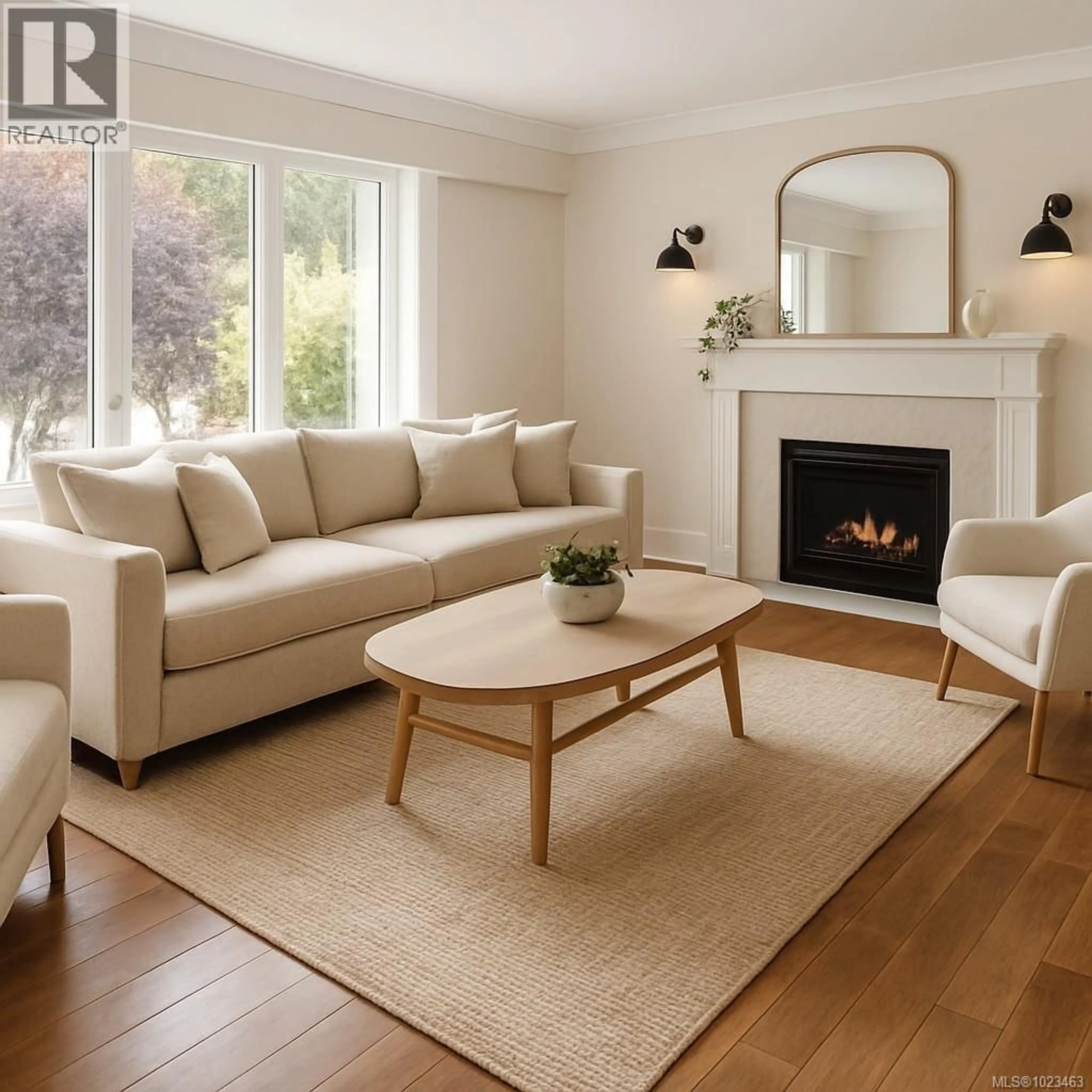 Living room with furniture, wood/laminate floor for 2009 FERNDALE ROAD, Saanich British Columbia V8N2Y4