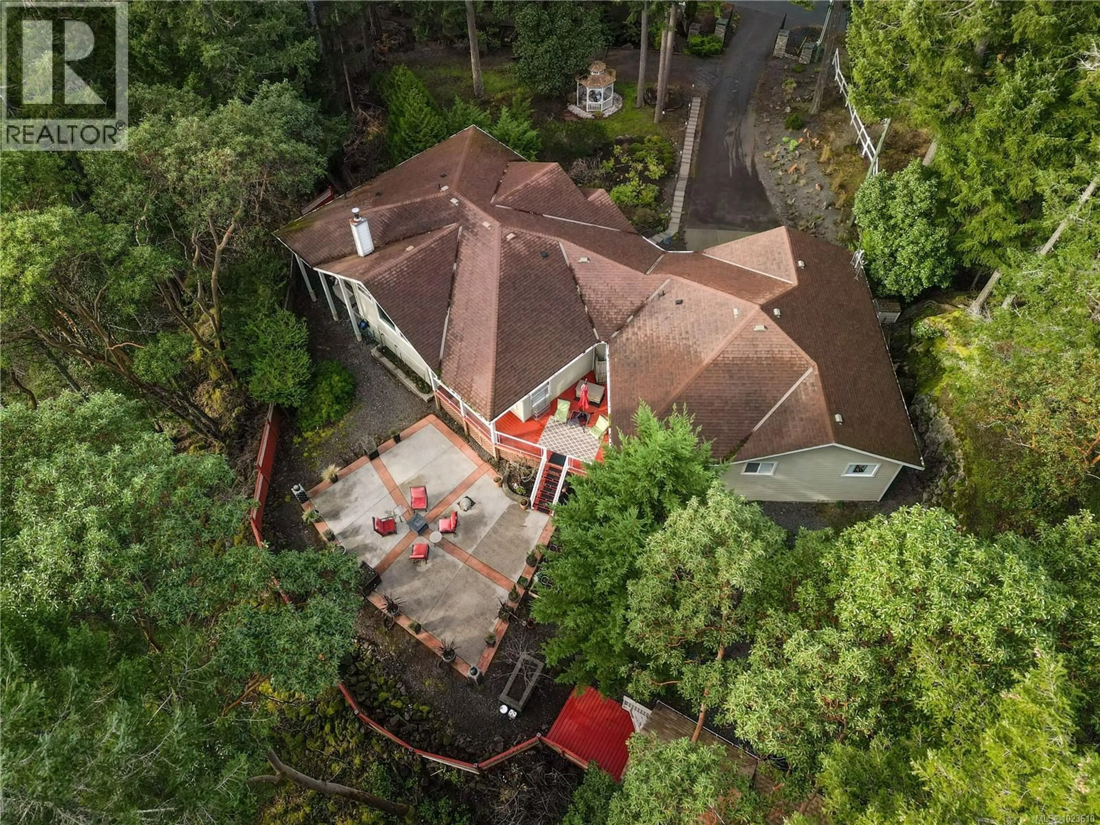 A pic from outside/outdoor area/front of a property/back of a property/a pic from drone, forest/trees view for 1126 ASPEN ROAD, Malahat British Columbia V0R2L0