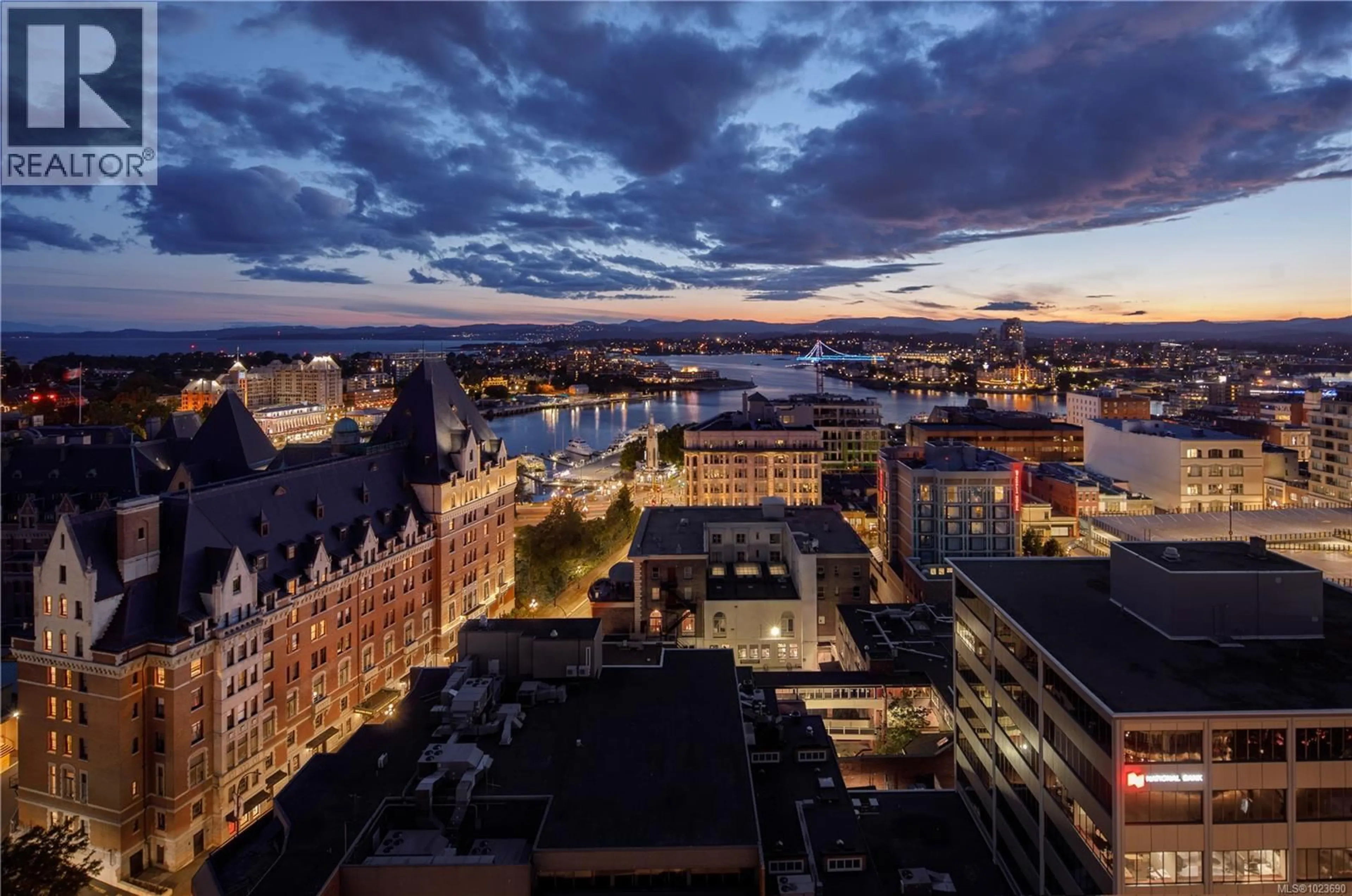 A pic from outside/outdoor area/front of a property/back of a property/a pic from drone, city buildings view from balcony for 1406 - 707 COURTNEY STREET, Victoria British Columbia V8W0A9