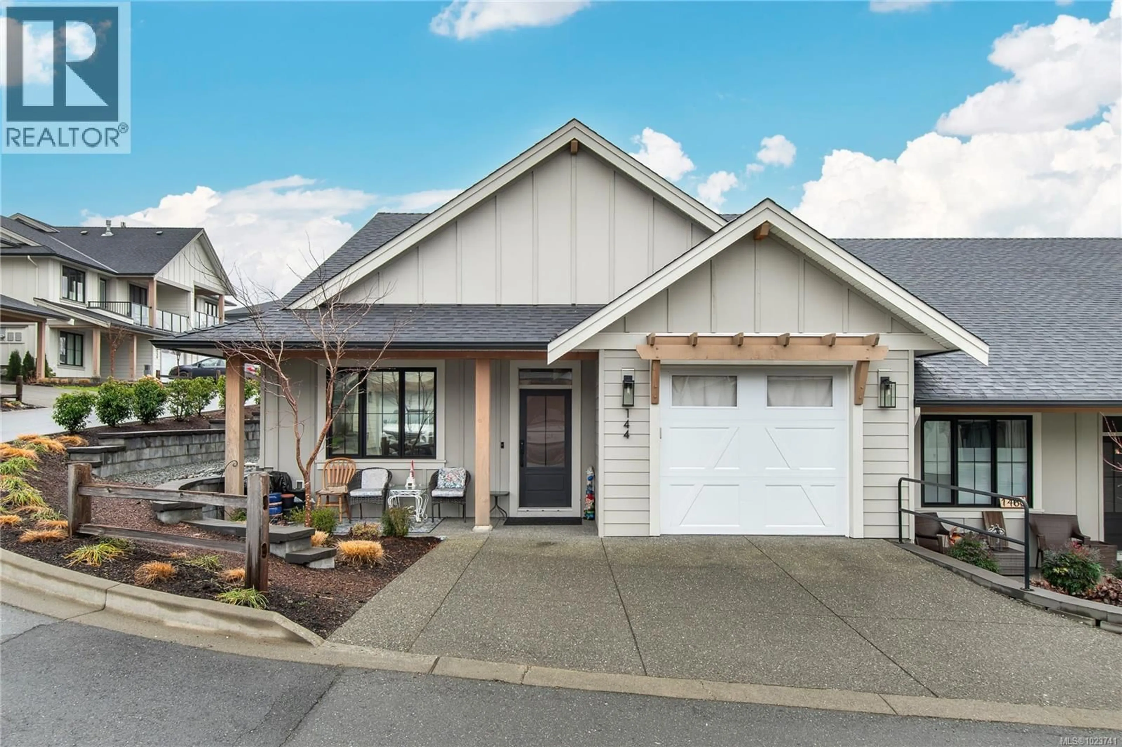 Home with vinyl exterior material, street for 144 - 4098 BUCKSTONE ROAD, Courtenay British Columbia V9N0H2