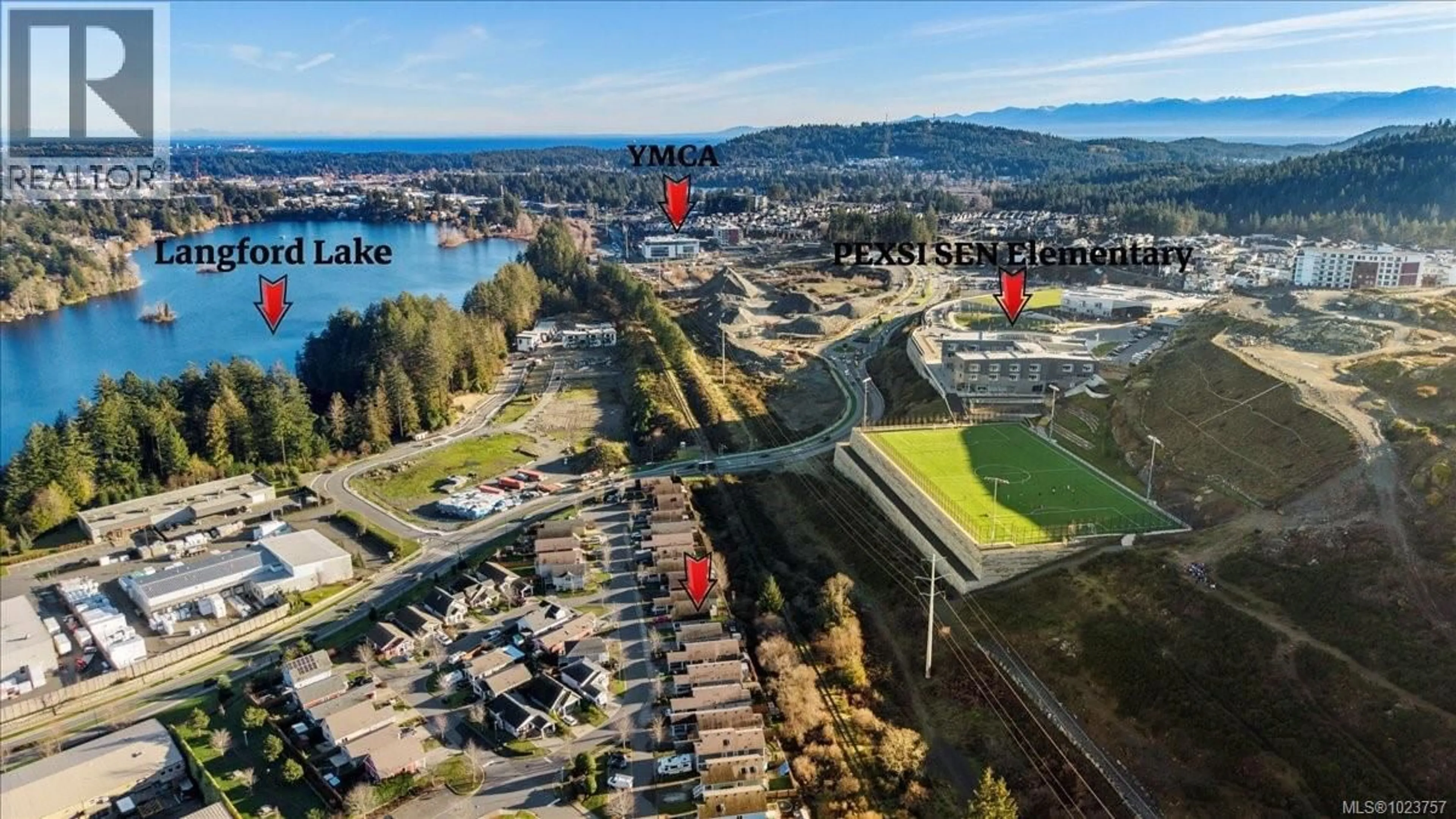 A pic from outside/outdoor area/front of a property/back of a property/a pic from drone, water/lake/river/ocean view for 2918 GOLDEN SPIKE PLACE, Langford British Columbia V9B0B2